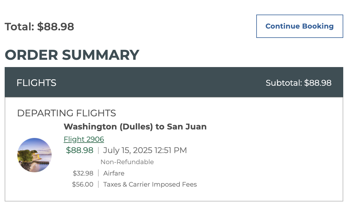 IAD SJU IAD SJU flight cost