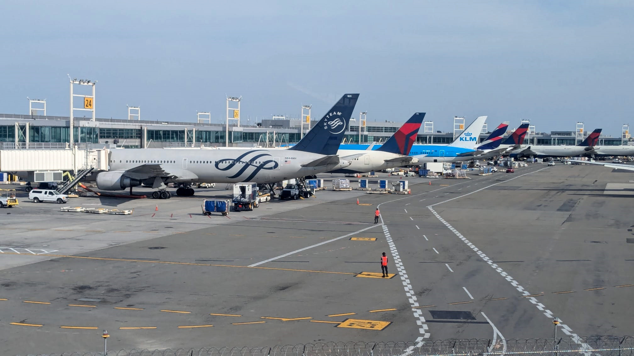 JFK Terminal 4 SkyTeam Delta KLM Latam planes docked