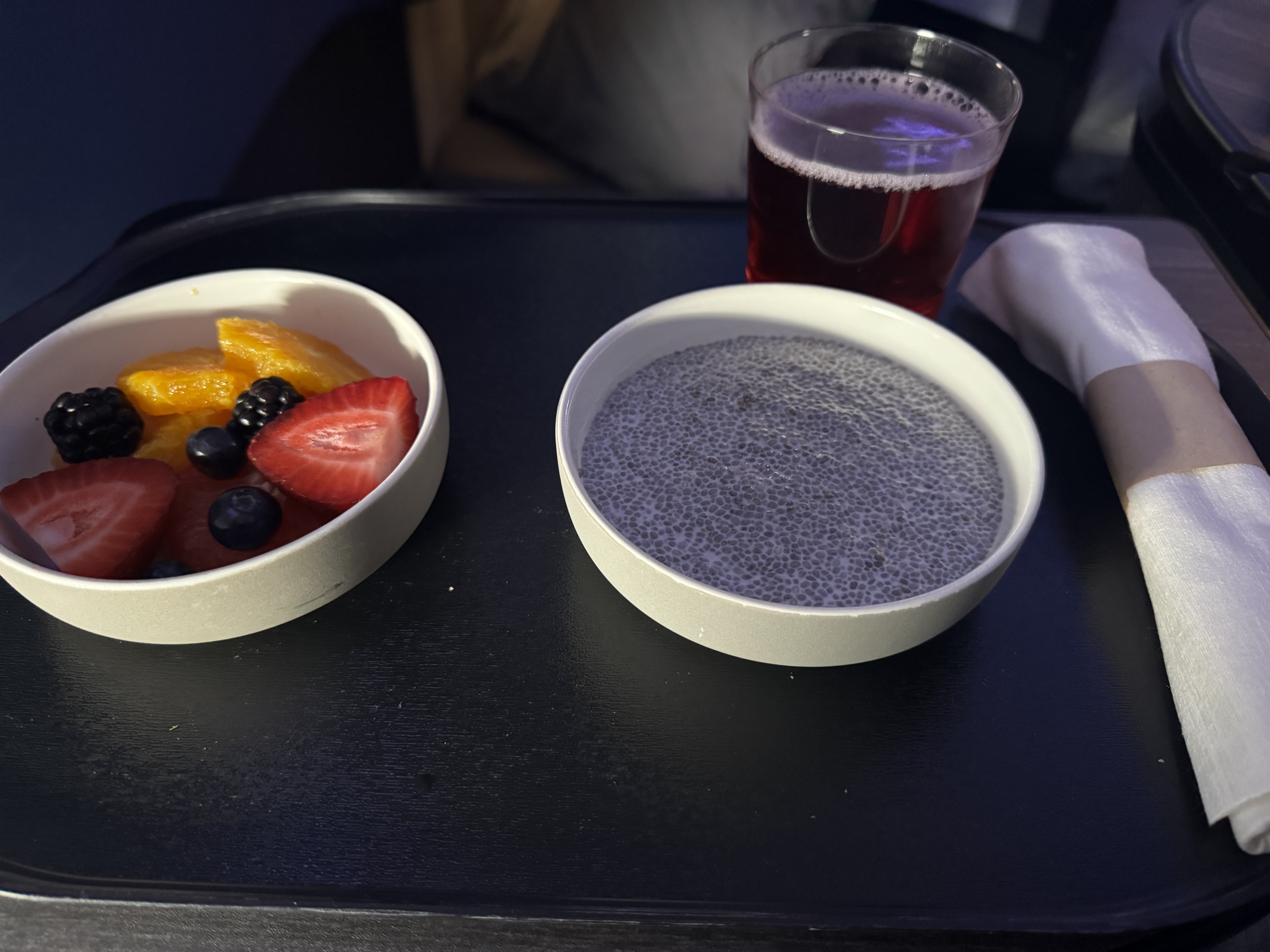 JetBlue Mint A321XLR BOS MAD breakfast JetBlue Mint A321XLR BOS MAD breakfast