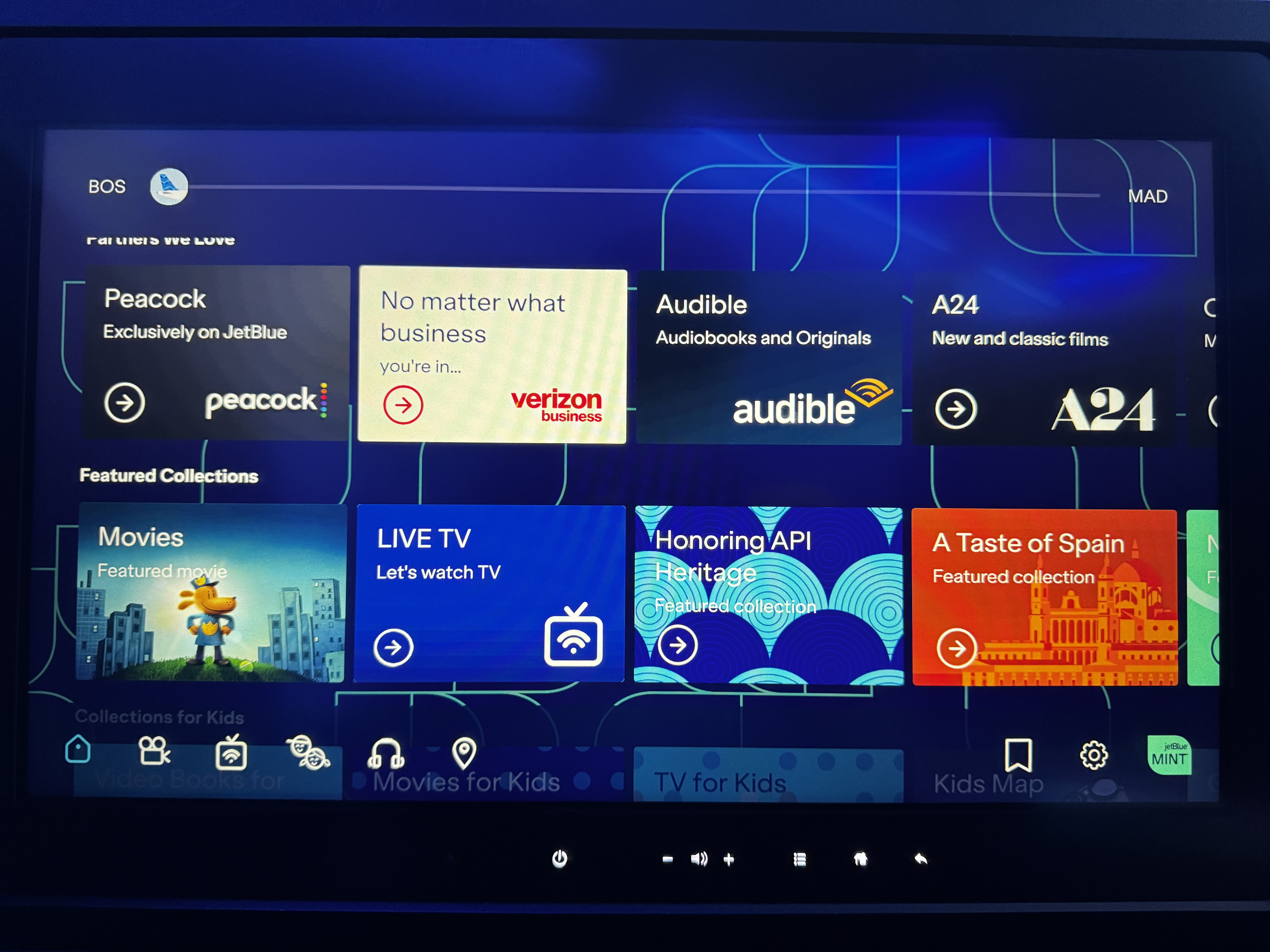 JetBlue Mint A321XLR BOS MAD entertainment options JetBlue Mint A321XLR BOS MAD entertainment options