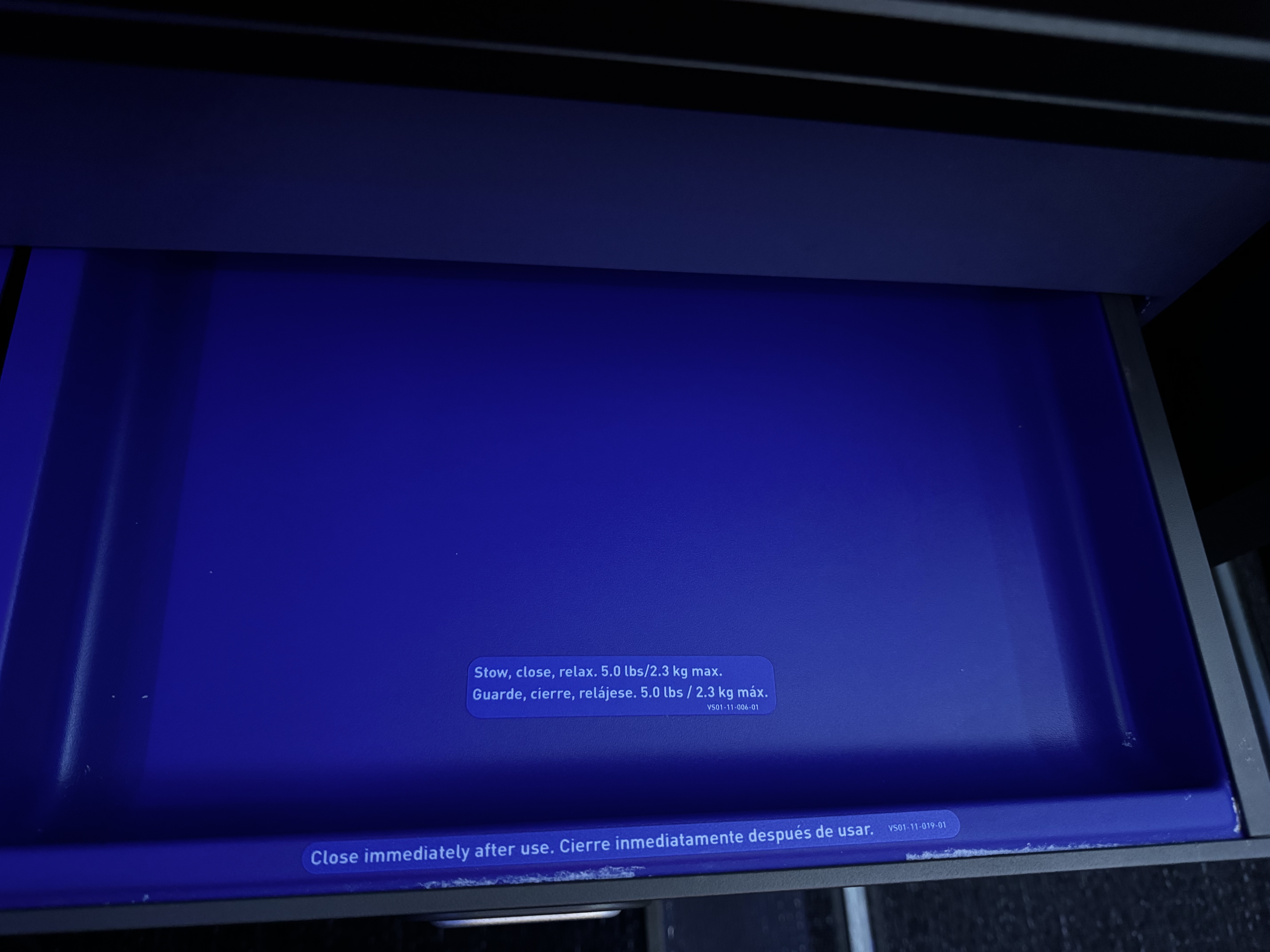 JetBlue Mint A321XLR BOS MAD storage drawer JetBlue Mint A321XLR BOS MAD storage drawer