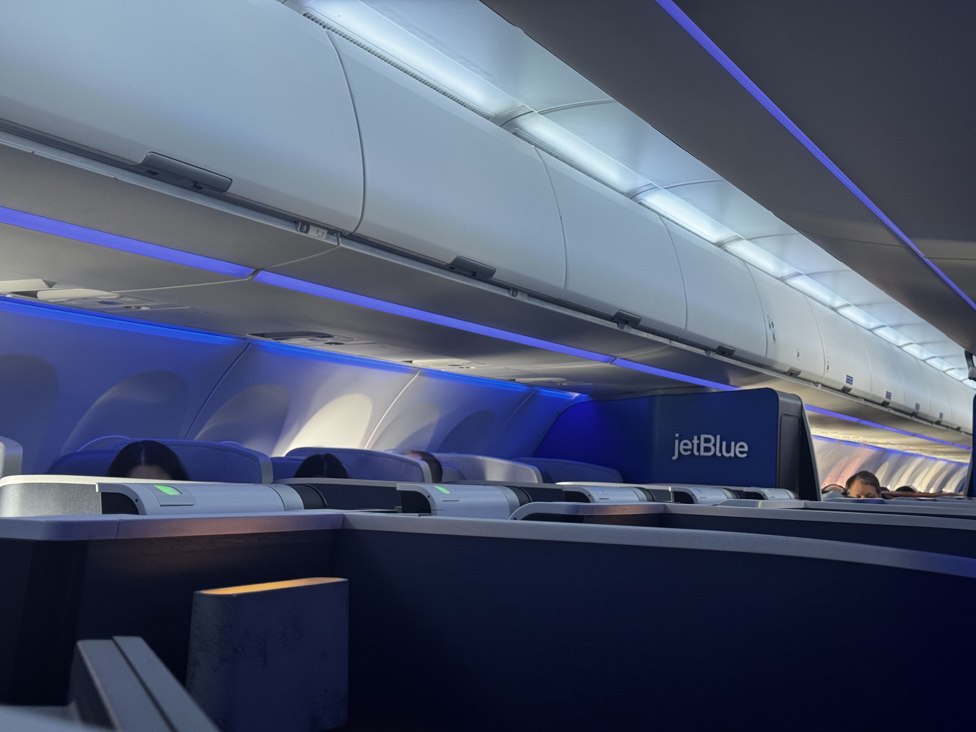 JetBlue Mint A321XLR BOS MAD view from seat to rear JetBlue Mint A321XLR BOS MAD view from seat to rear
