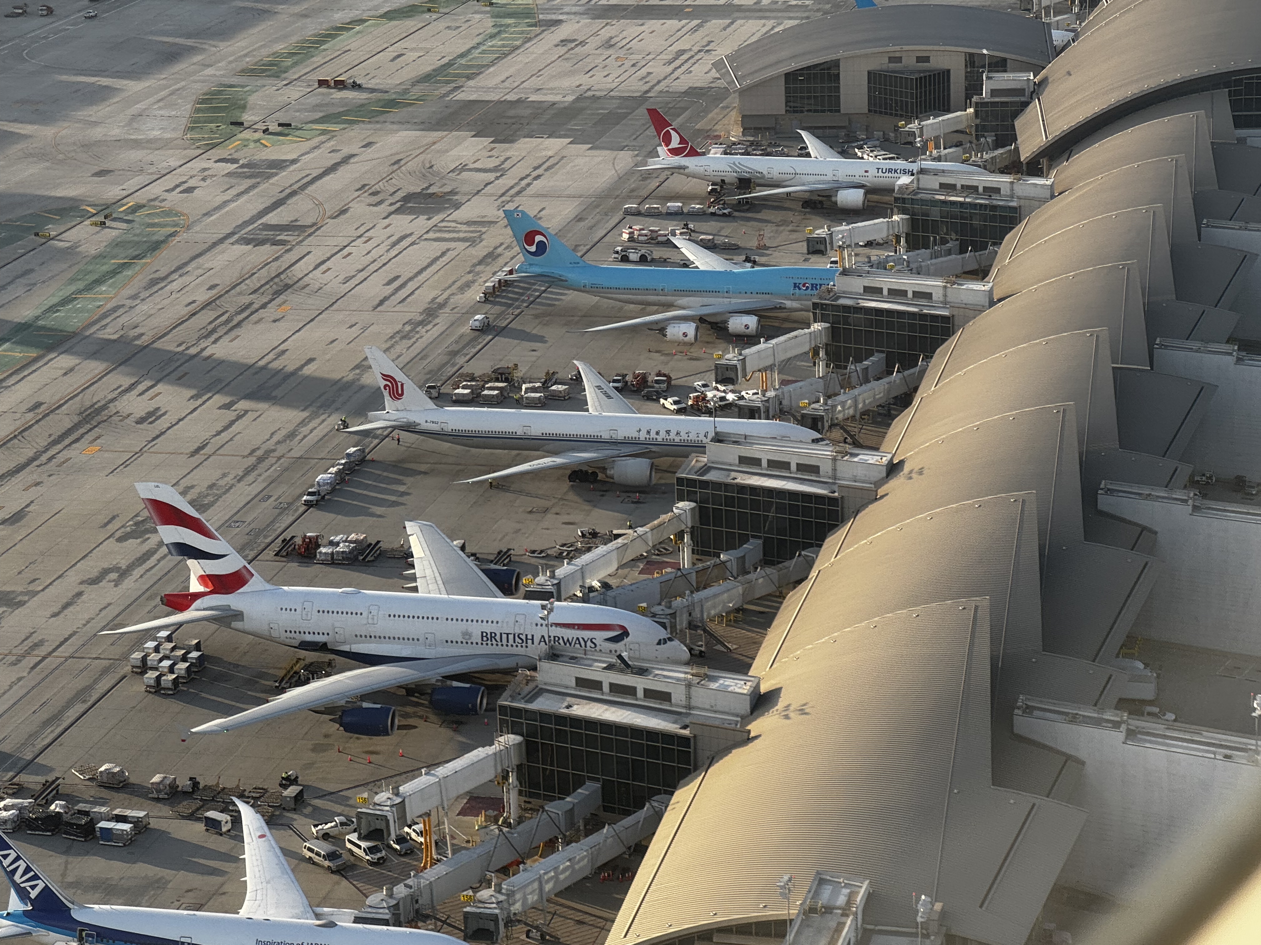 LAX TBIT planes ANA Turkish British China Korean LAX TBIT planes ANA Turkish British China Korean