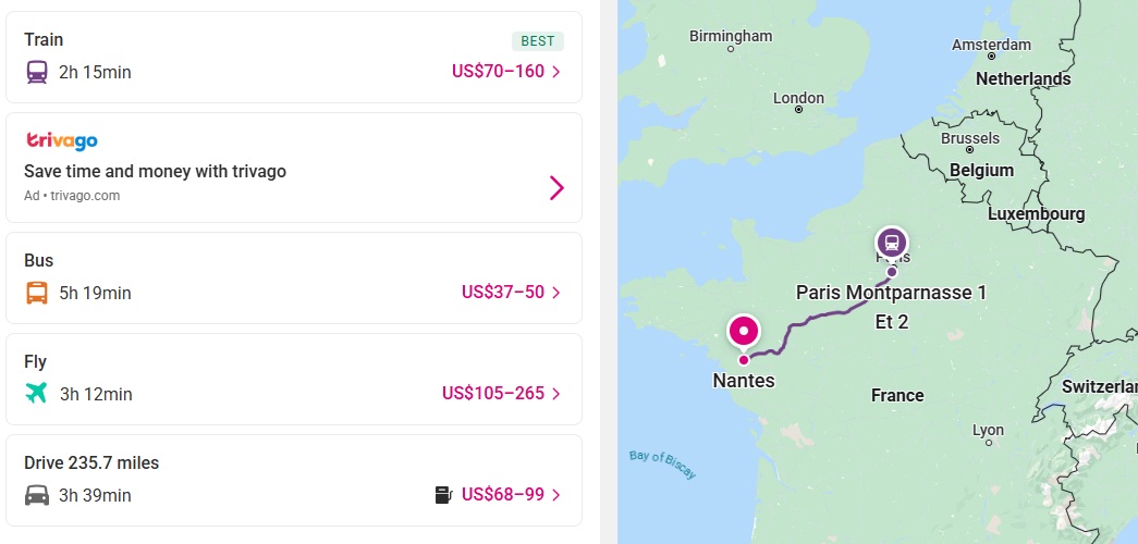 Paris to Nantes