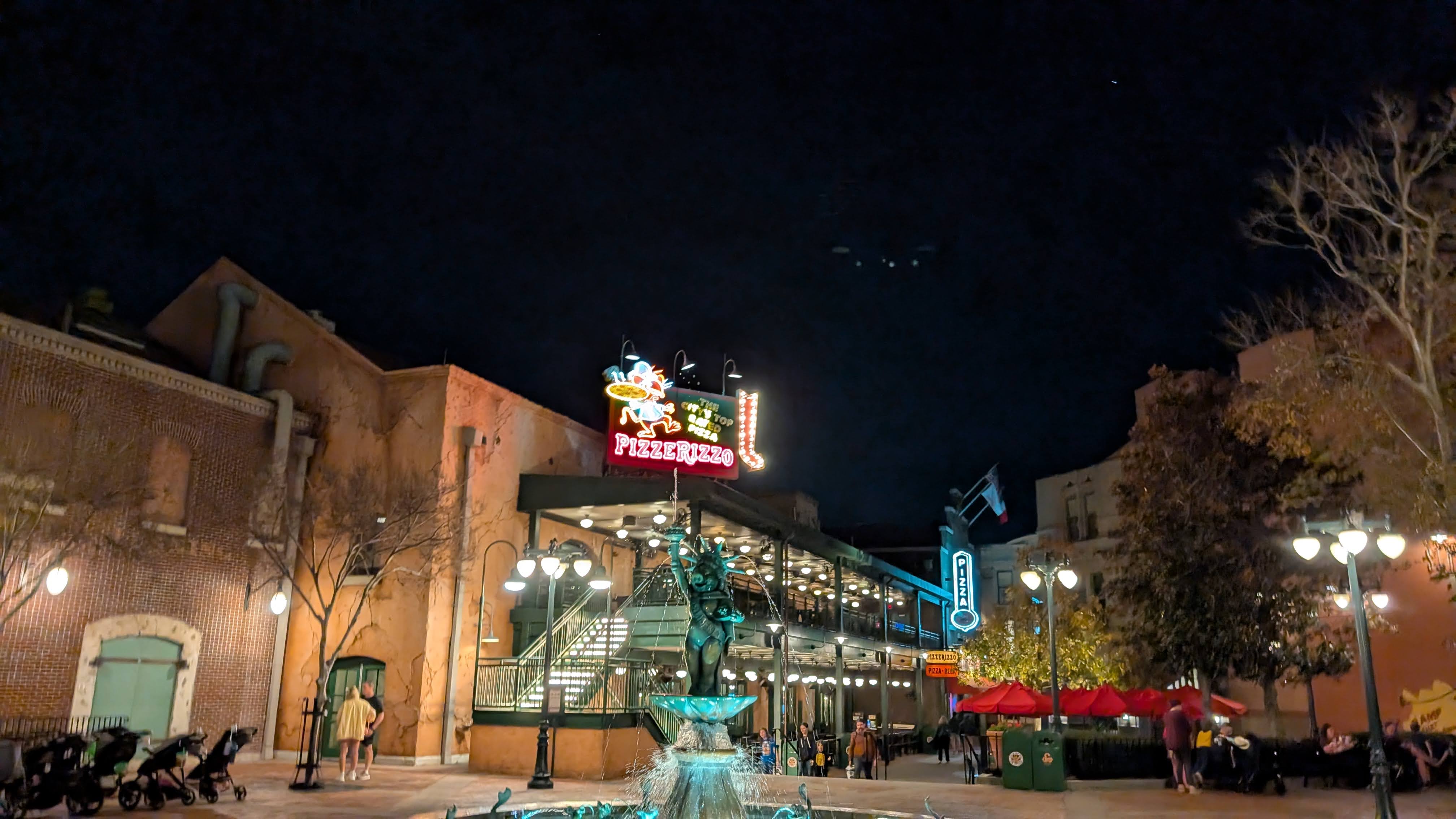 PizzeRizzo in Muppets Courtyard at Hollywood Studios night PizzeRizzo in Muppets Courtyard at Hollywood Studios night