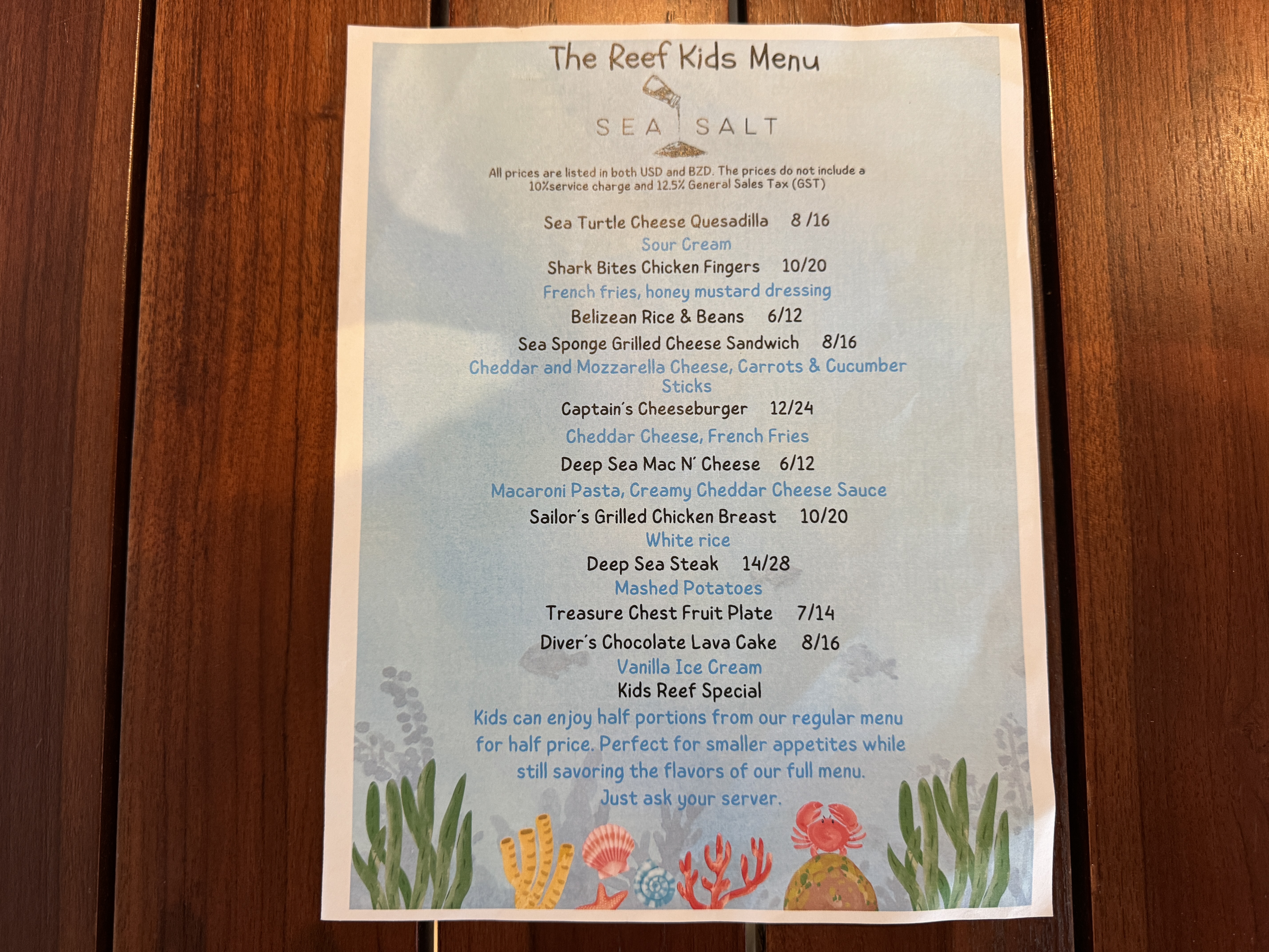 Sea salt alaia belize kids menu Sea salt alaia belize kids menu