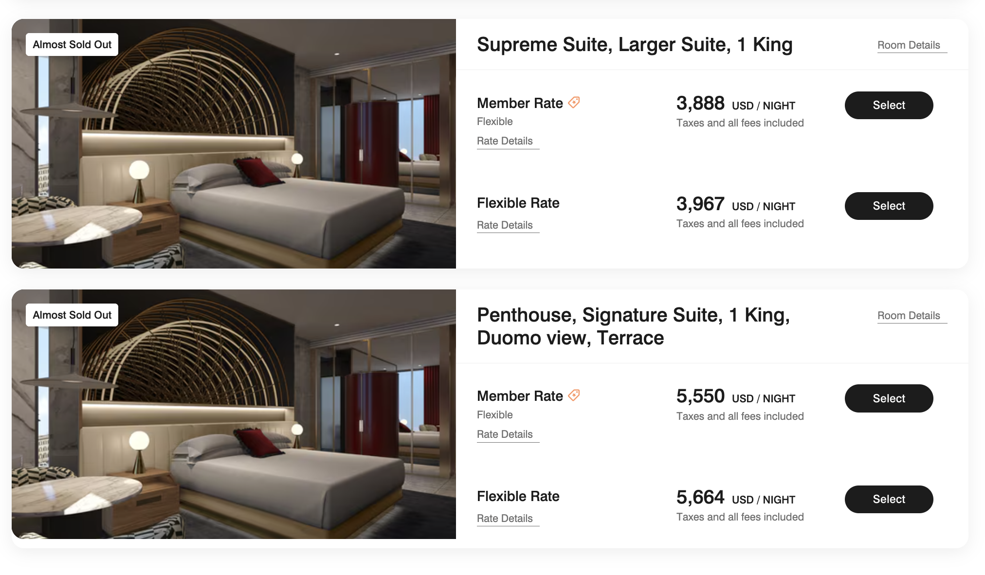 Top level room at W Florence