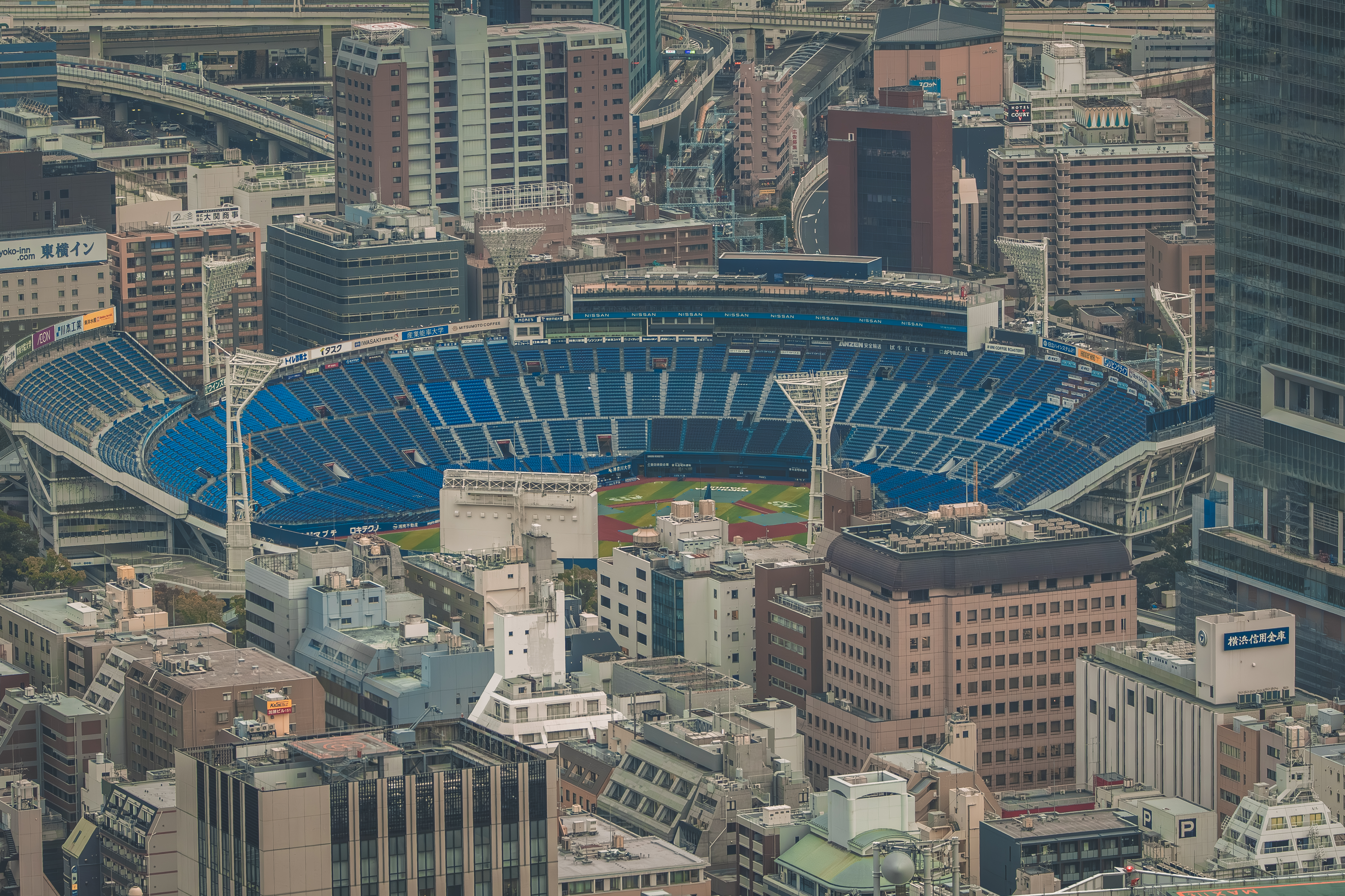Yokohama Landmark tower view of stadium