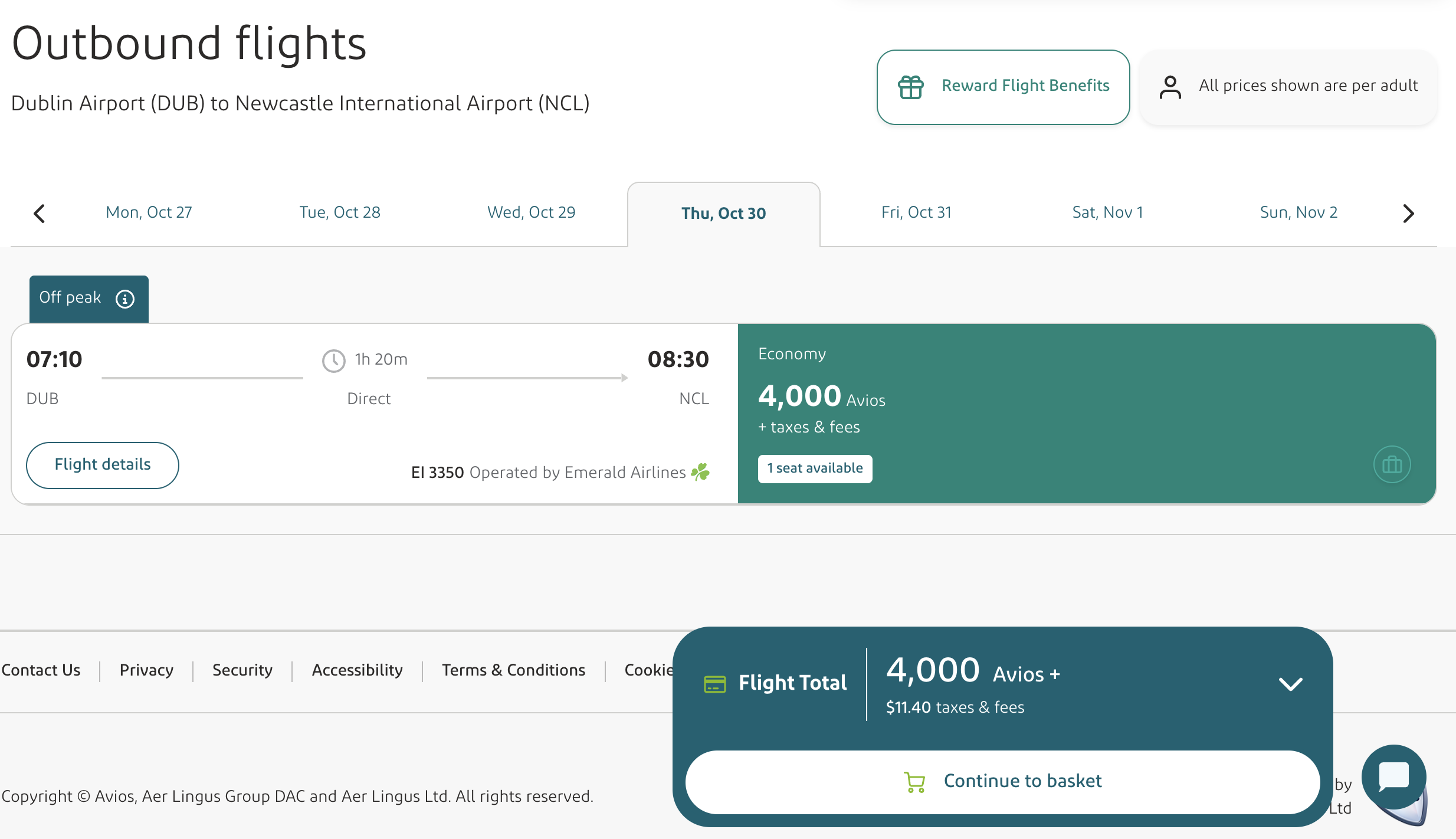 Aer Lingus Award Flight From Dublin to Newcastle Aer Lingus Award Flight From Dublin to Newcastle