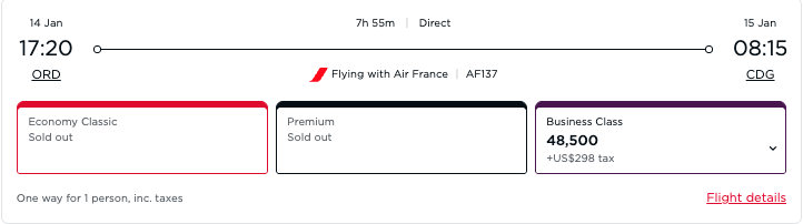 Air France business class virgin pts Air France business class virgin pts