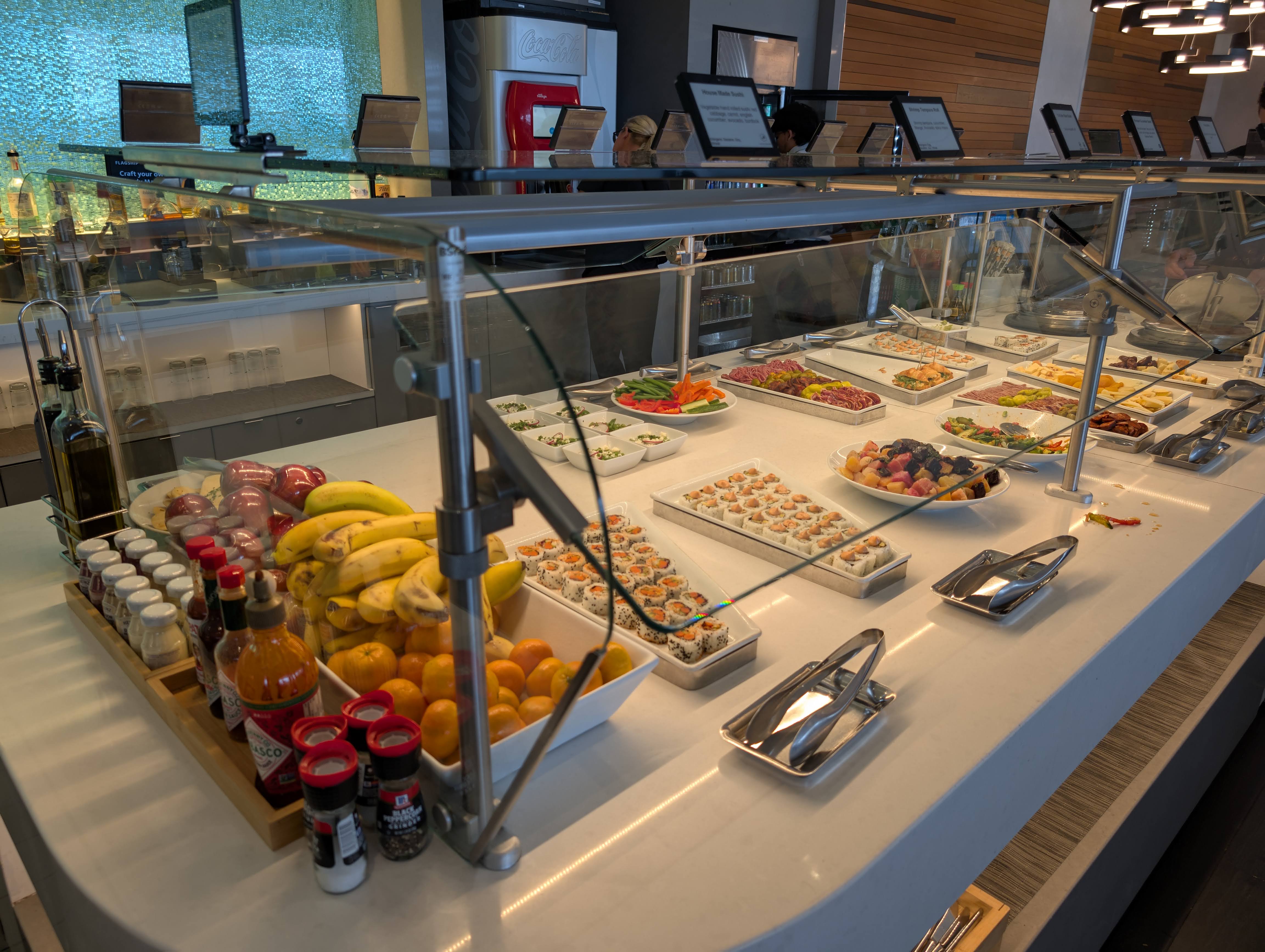 American Airlines Flagship Lounge DFW cold buffet American Airlines Flagship Lounge DFW cold buffet