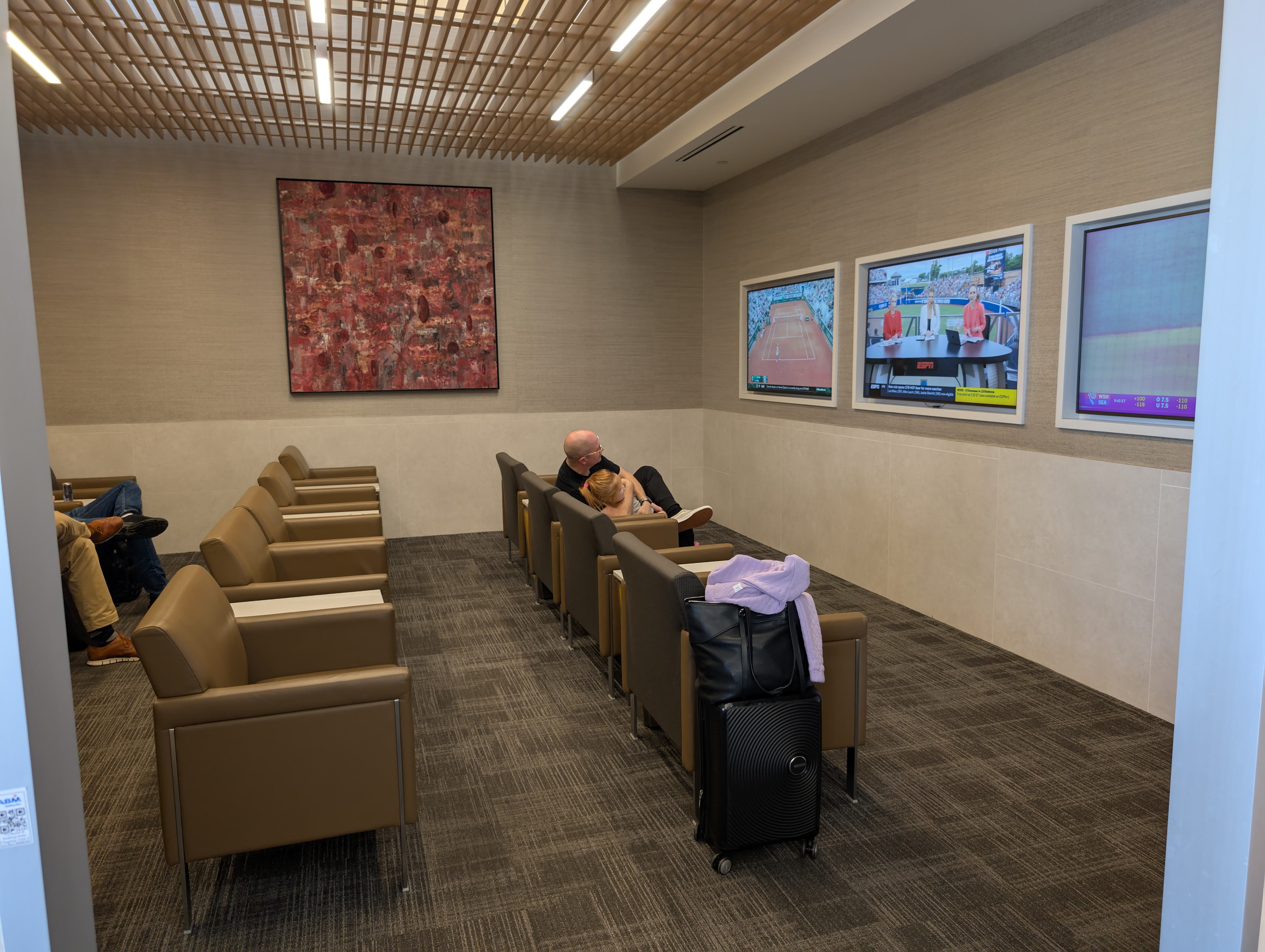 American Airlines Flagship Lounge DFW entertainment seating American Airlines Flagship Lounge DFW entertainment seating