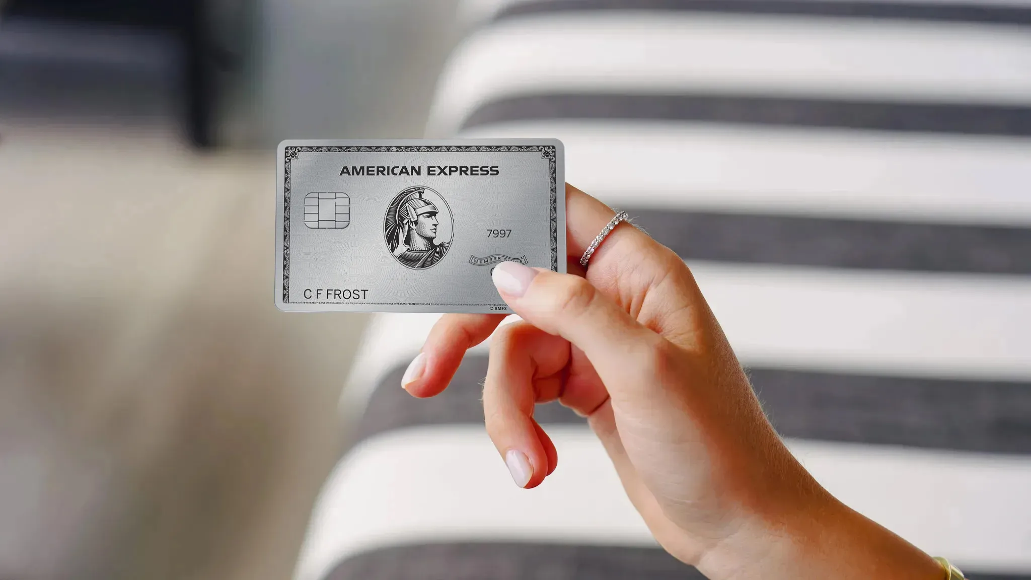 Amex Platinum Card Striped Chair Upgraded Points LLC Amex Platinum Card Striped Chair Upgraded Points LLC