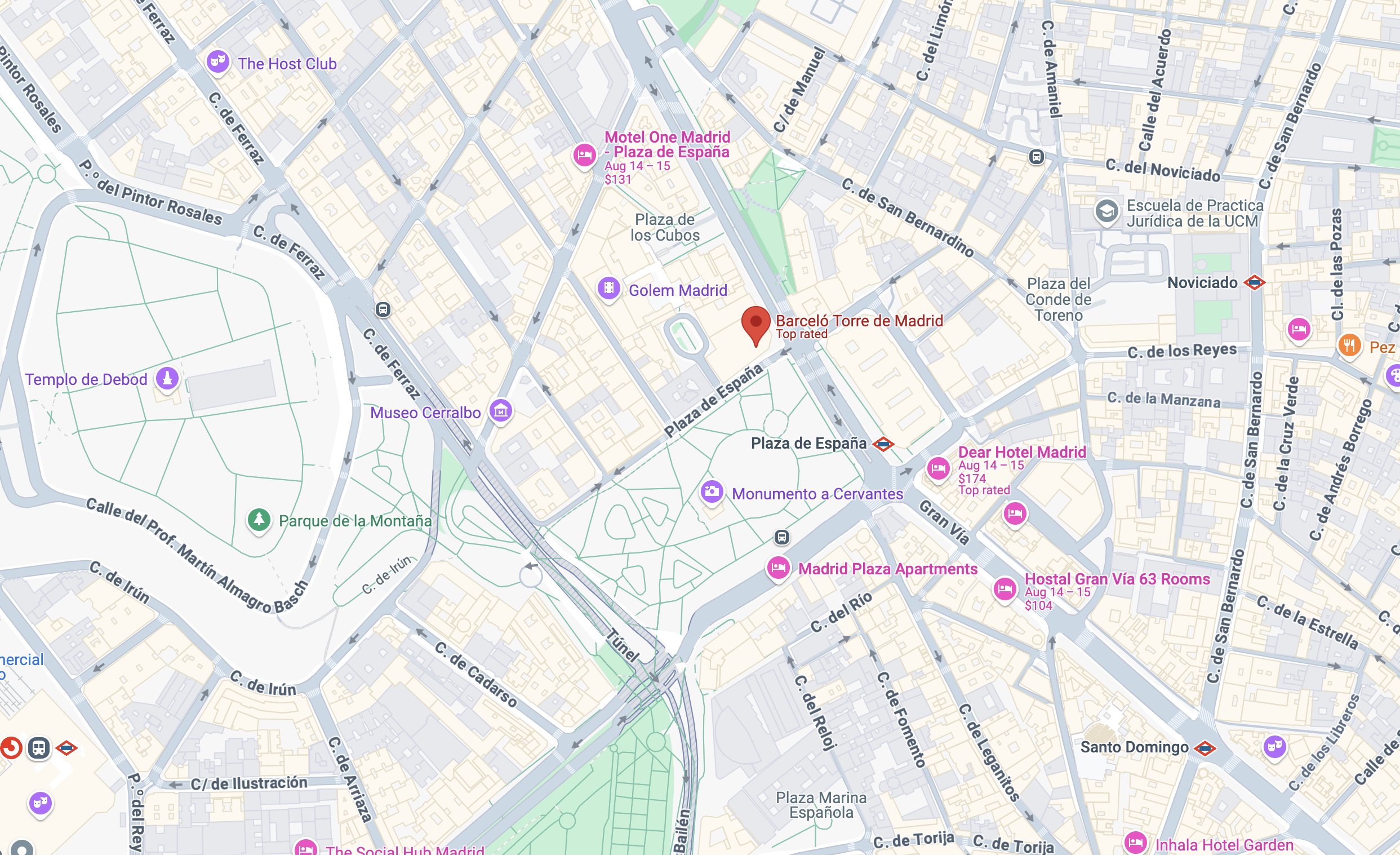 Barcelo Torre de Madrid location closeup