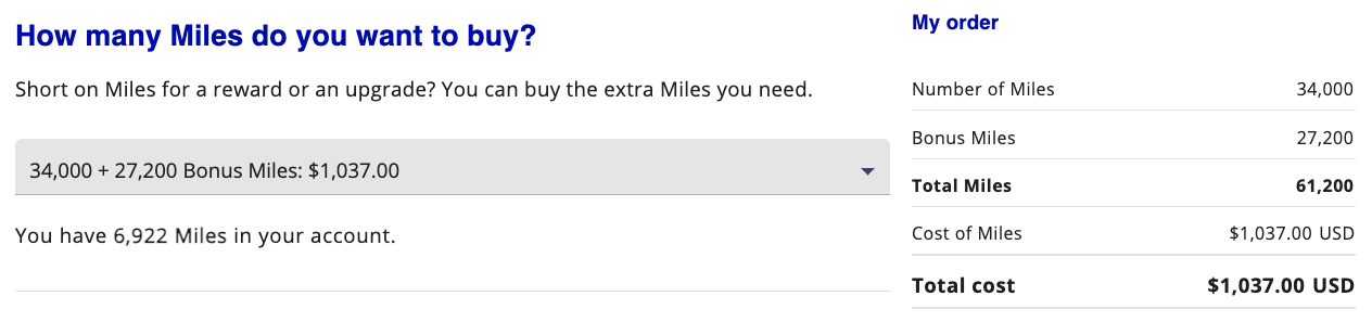 Buying Flying Blue Miles for 1K USD