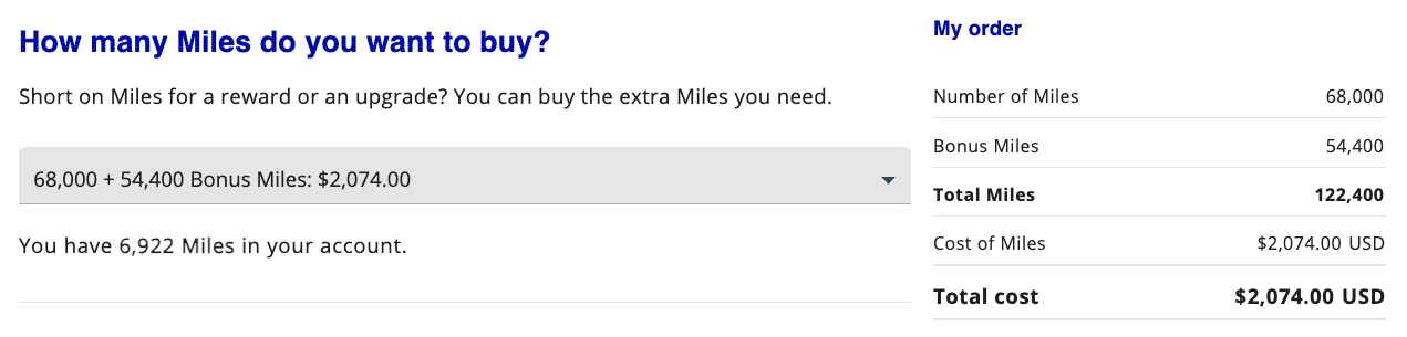 Buying Flying Blue miles for 2K USD