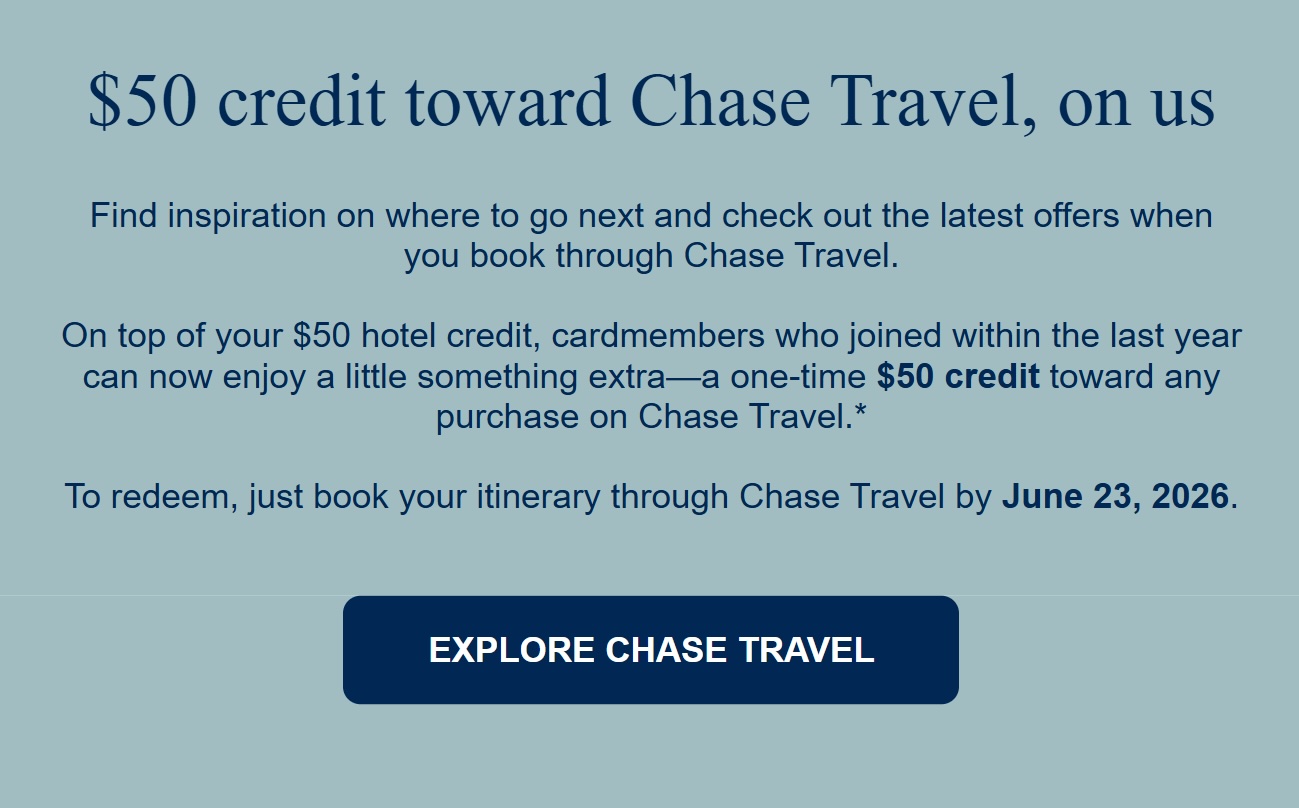 CSP 50 Travel Credit Offer CSP 50 Travel Credit Offer