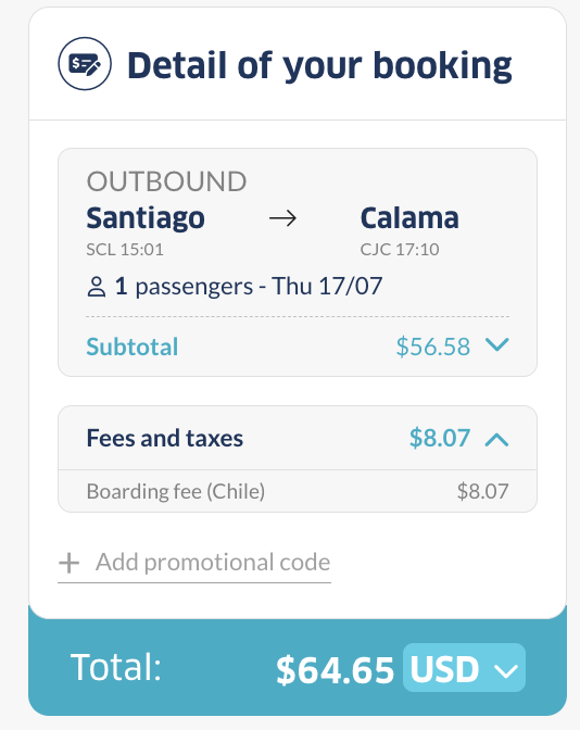 JetSMART cash booking