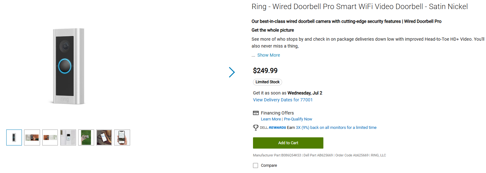 Ring doorbell Ring Wired Doorbell Pro Smart WiFi Video Doorbell Satin Nickel