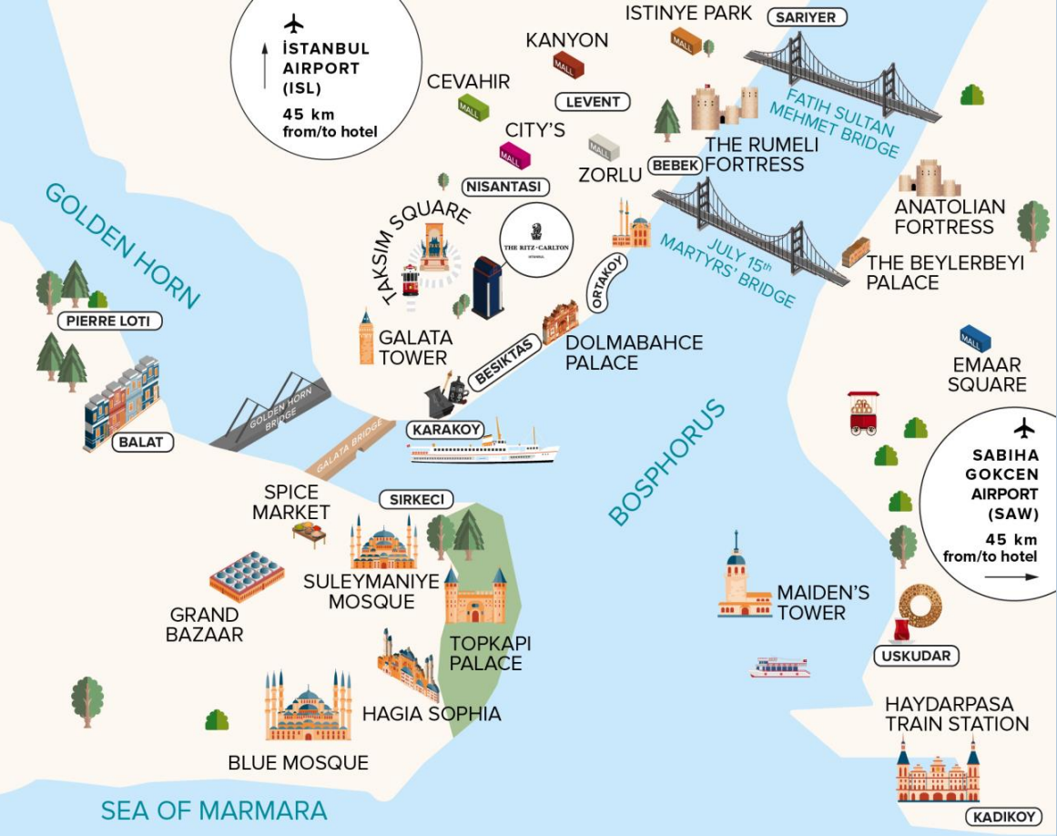 Ritz Carlton Istanbul map with sights Ritz Carlton Istanbul map with sights