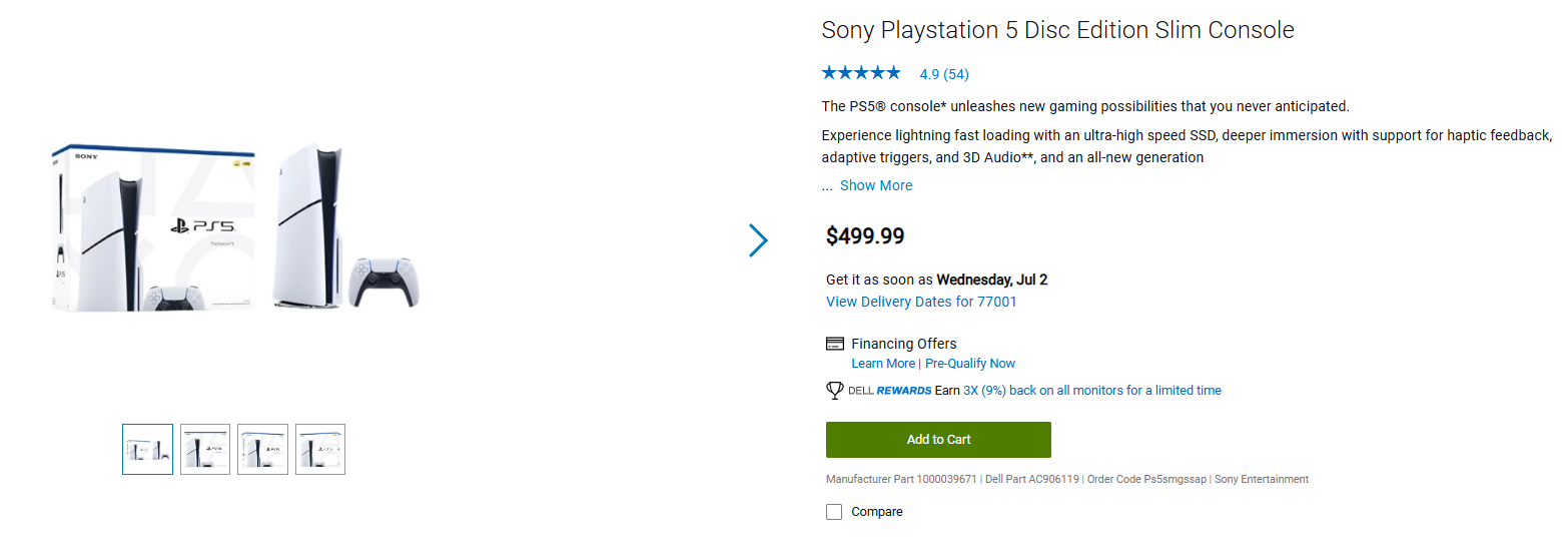 PS5 Console Sony Playstation 5 Disc Edition Slim Console