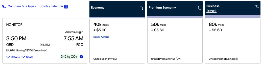 United 80k Awards business to Europe