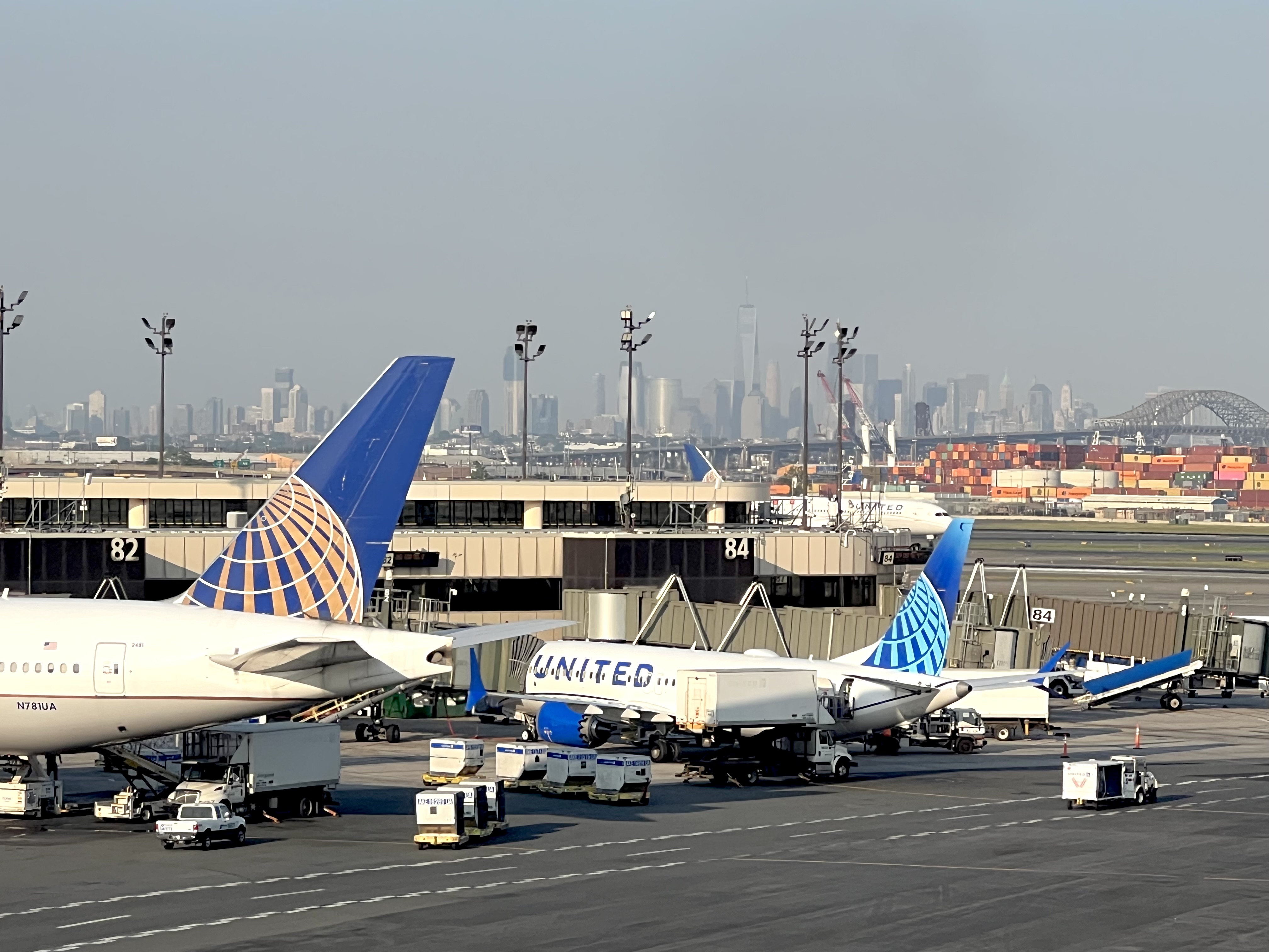 View of Manhattan skyline from New York Newark EWR View of Manhattan skyline from New York Newark EWR
