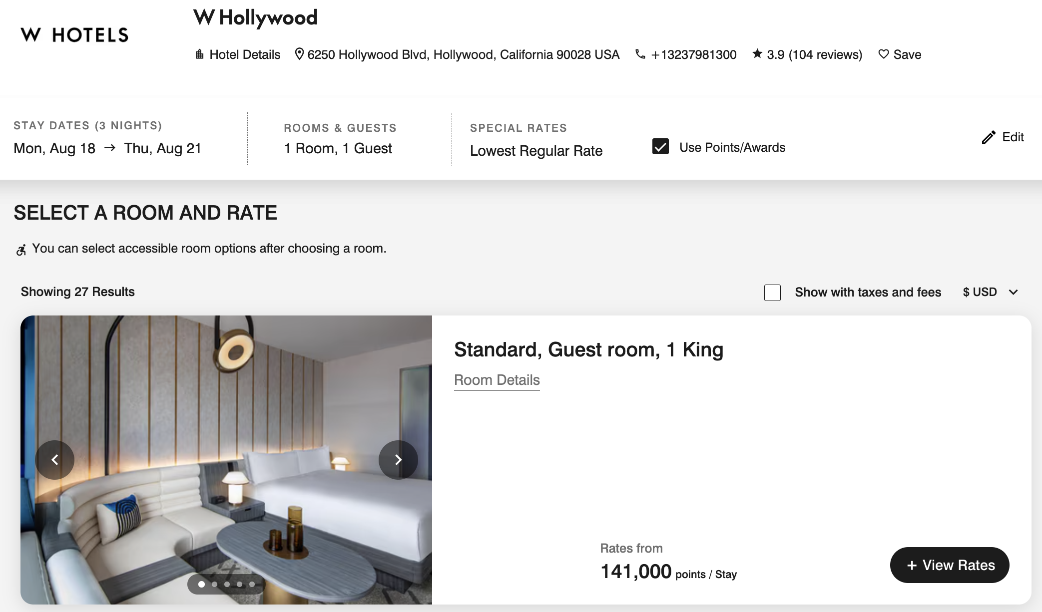 W Hollywood Bonvoy points redemption W Hollywood Bonvoy points redemption
