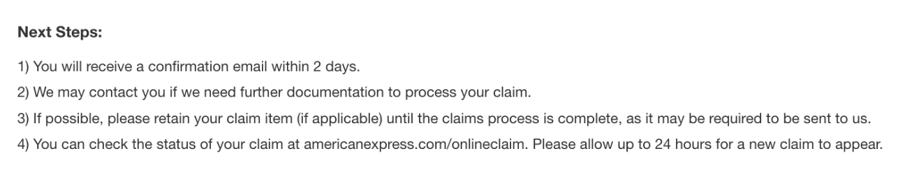 Amex Claim Next Steps Amex Claim Next Steps