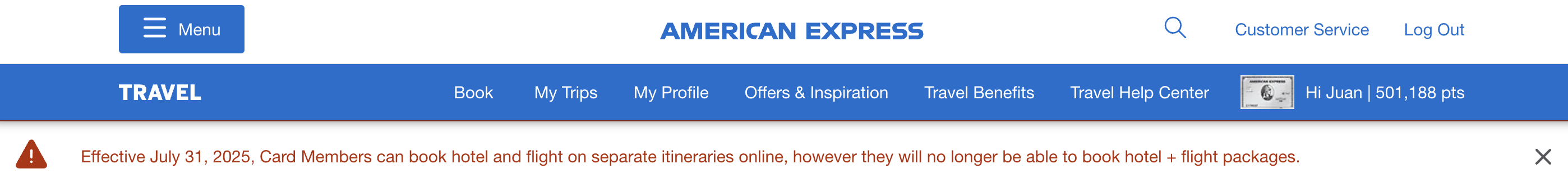 Amex flighthotel notice Amex flighthotel notice