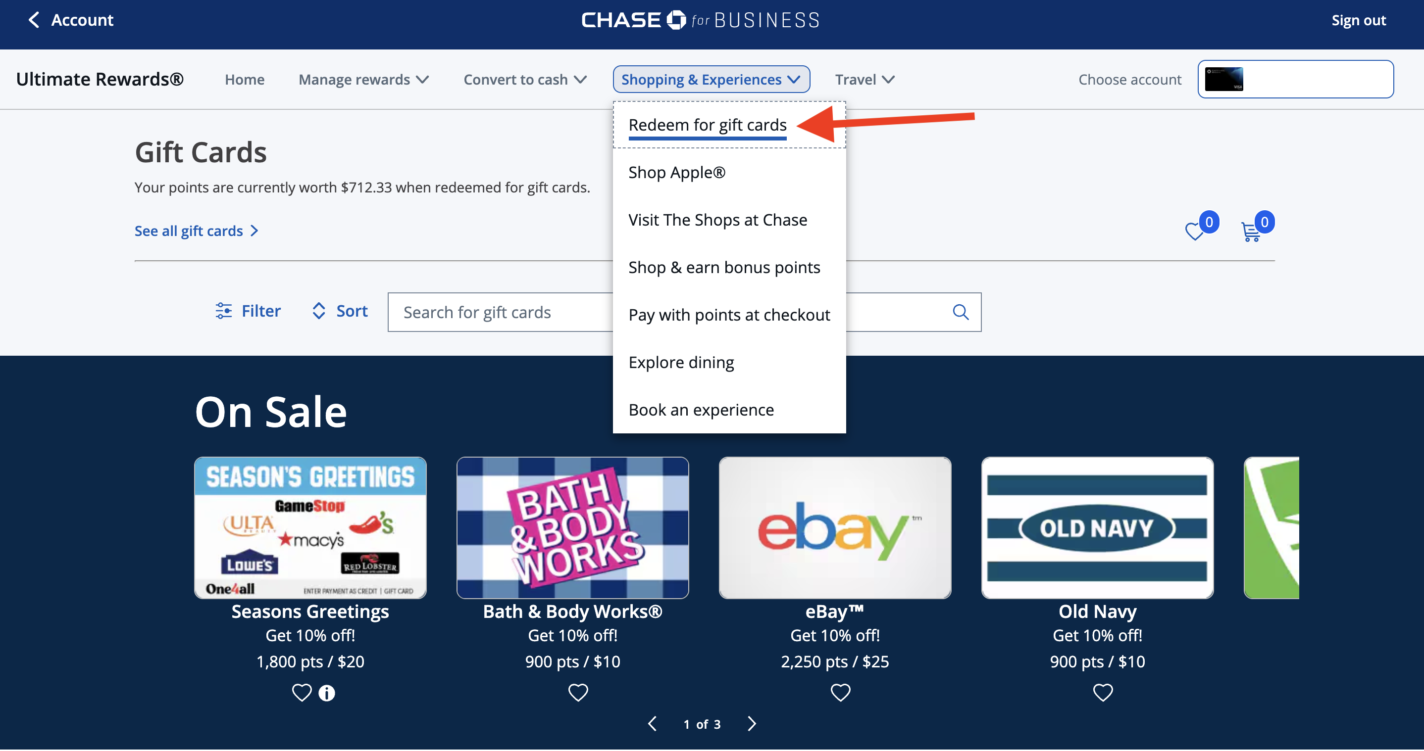 Buy gift cards through Chase Ultimate Rewards Buy gift cards with chase points