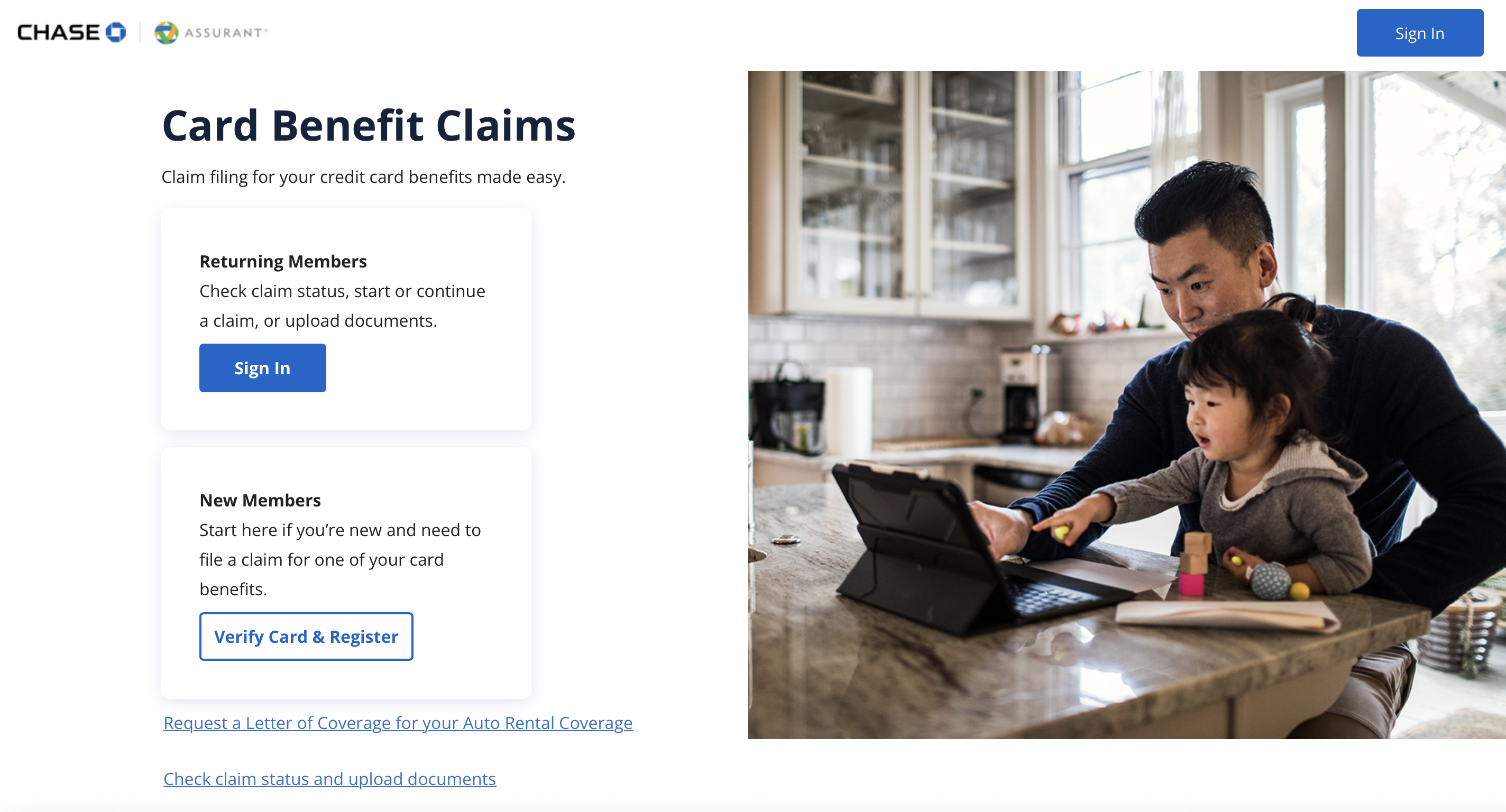 Chase Assurant Card Benefit Claims Homepage Chase/Assurant Card Benefit Claims Homepage