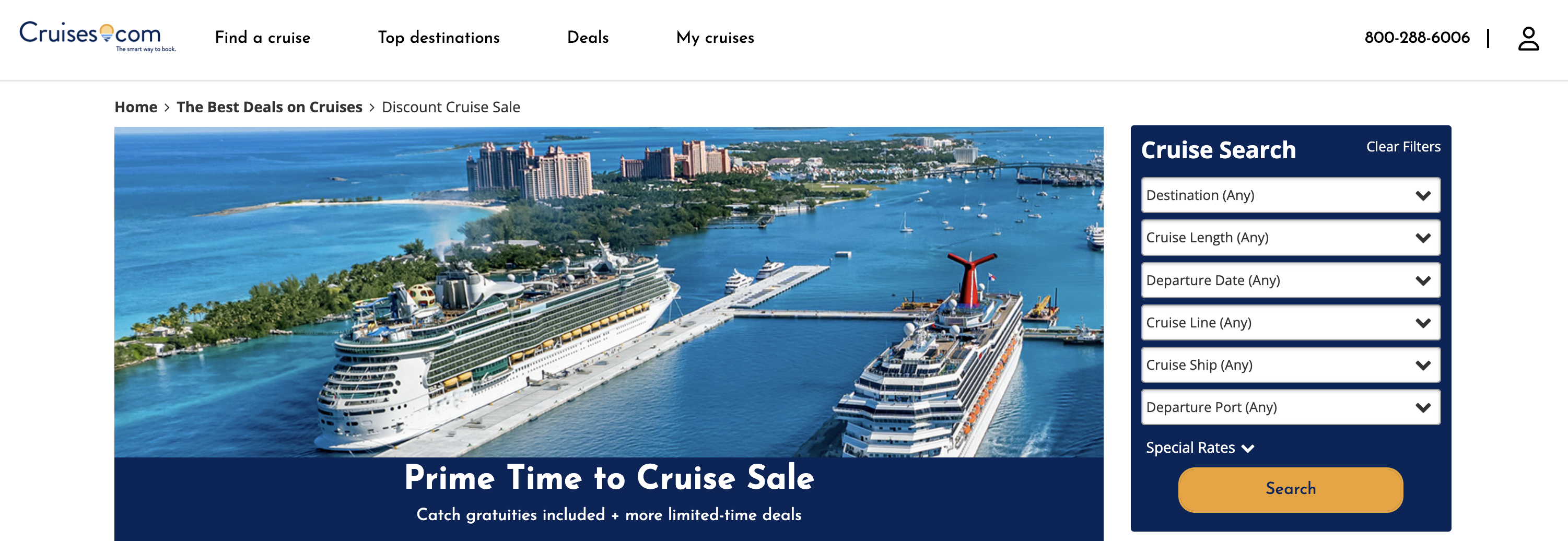 Cruises.com Prime Time to Cruise Sale
