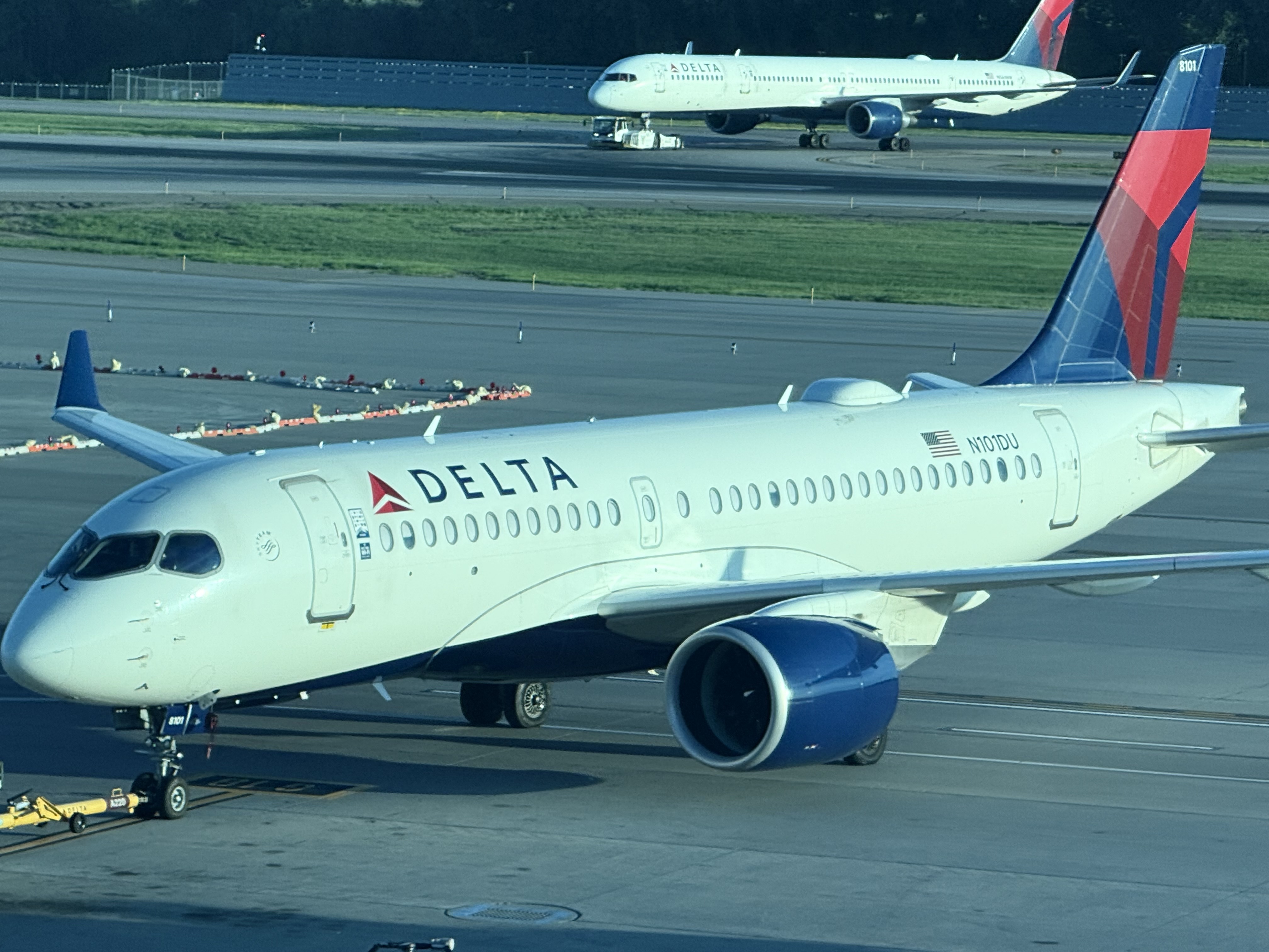 Delta Airlines A220 and Boeing 757 at Minneapolis MSP Delta Airlines A220 and Boeing 757 at Minneapolis MSP
