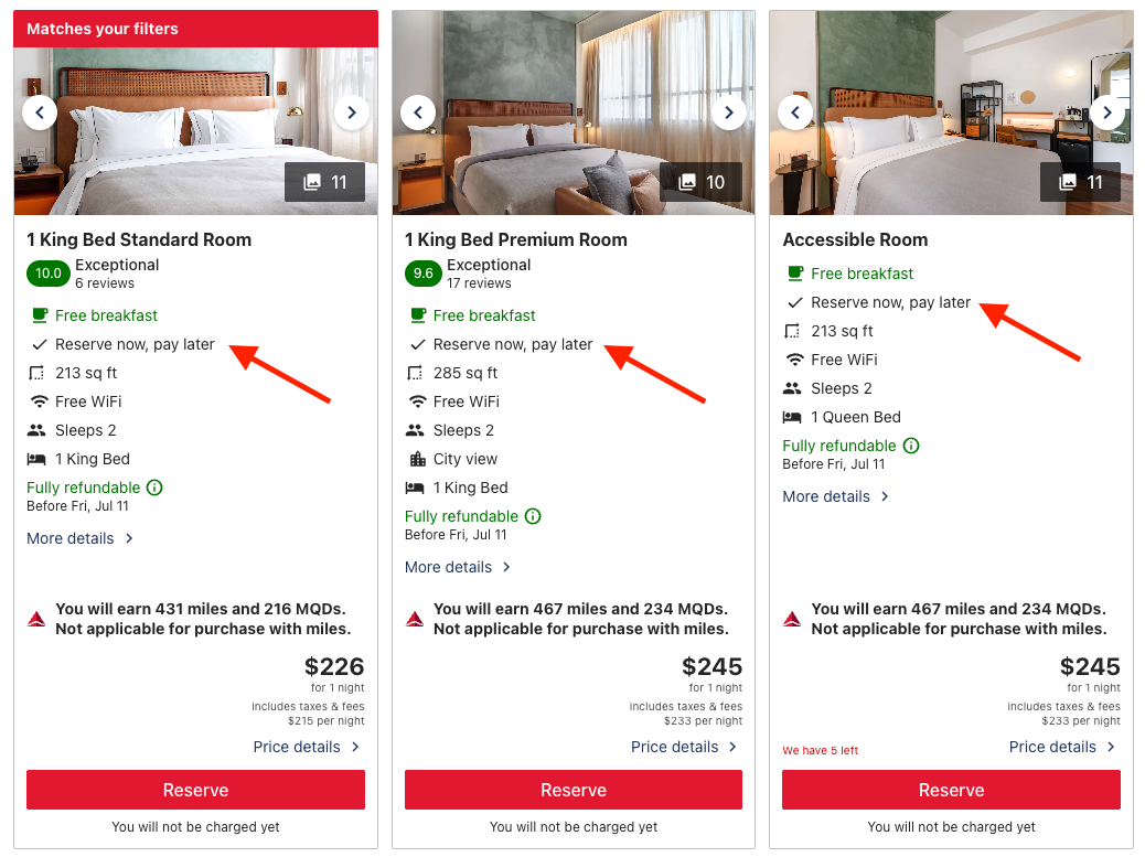 Delta Stays search refundable