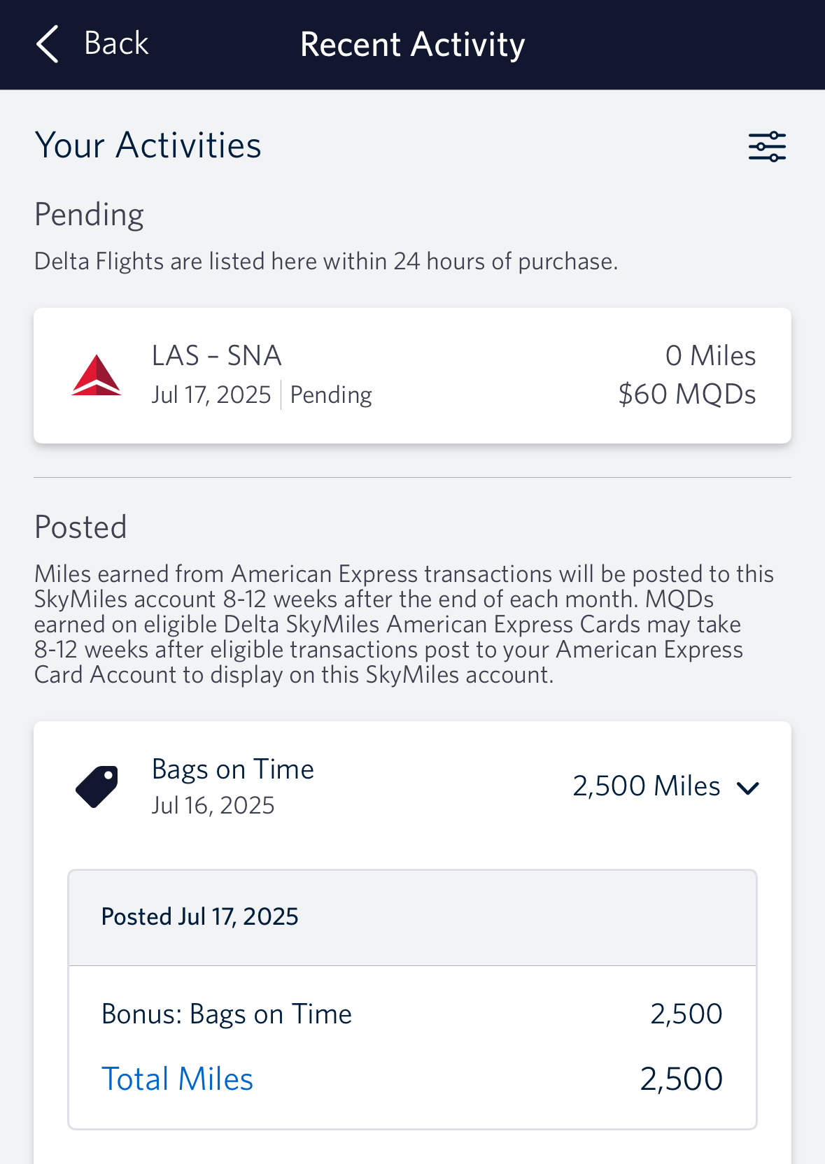 Delta baggage guarantee 2500 SkyMiles deposit