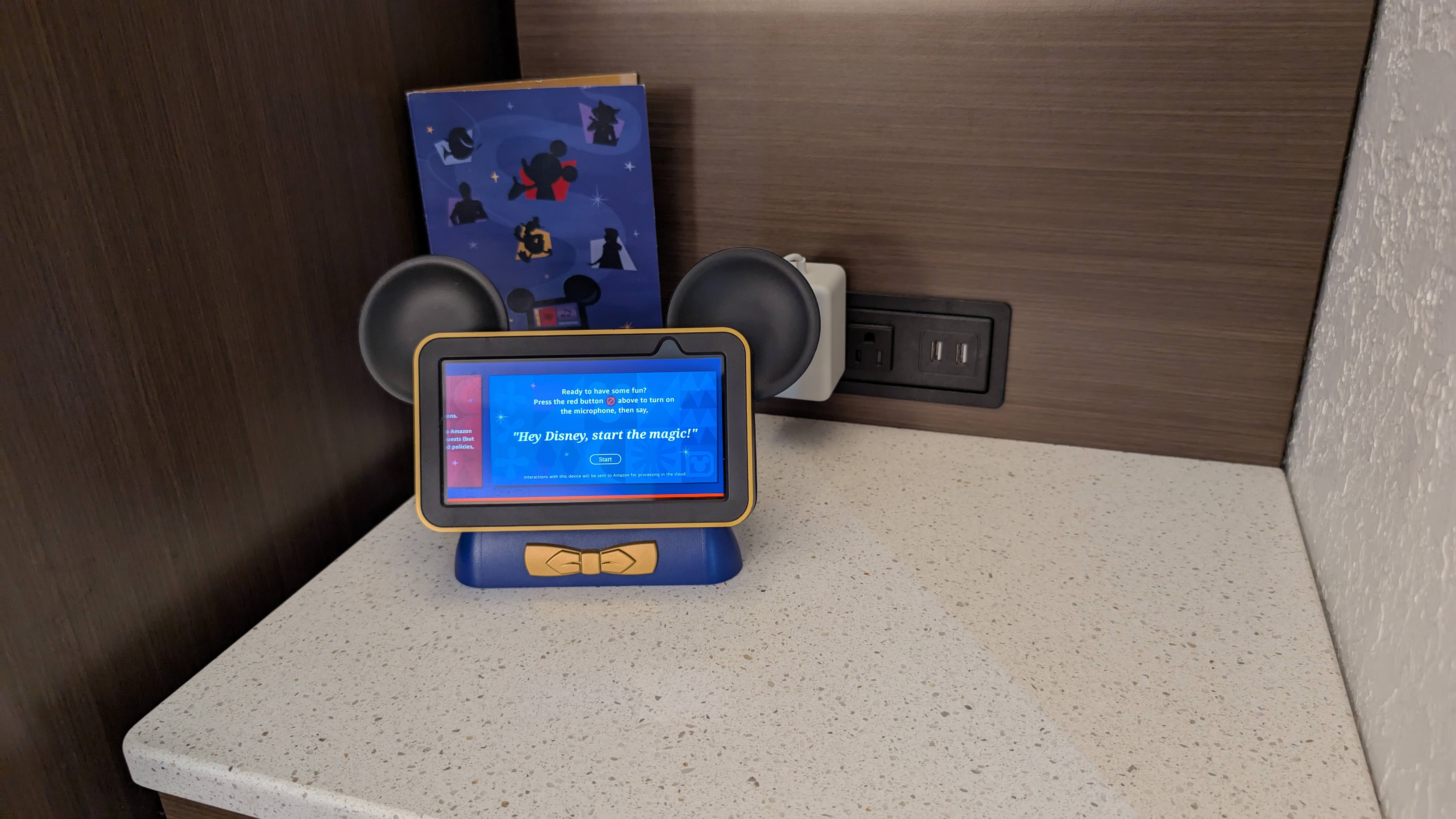 Disney's All Star Music Resort guest room nightstand and Hey Disney!