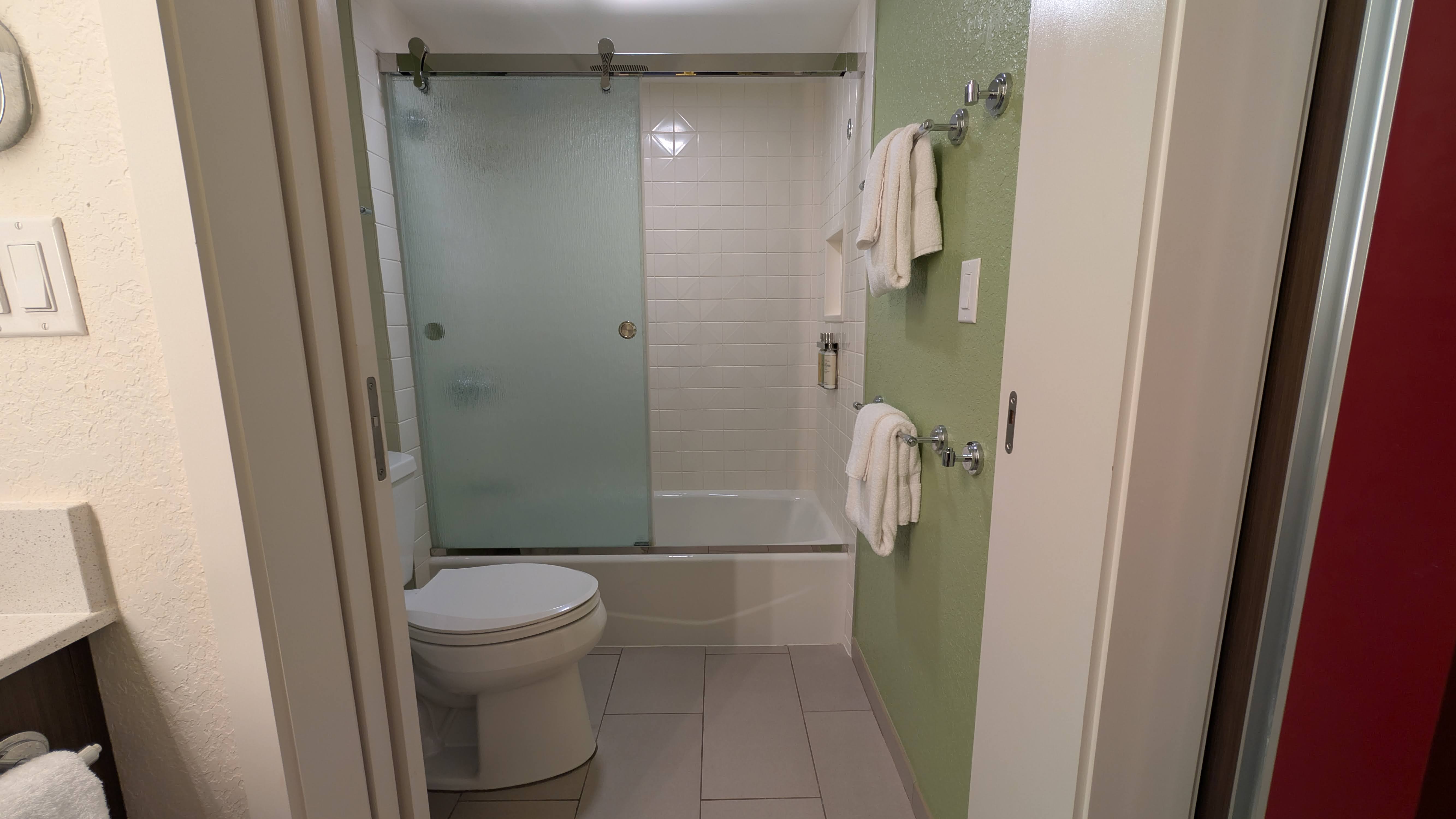 Disney's All Star Music Resort guest room toilet and shower
