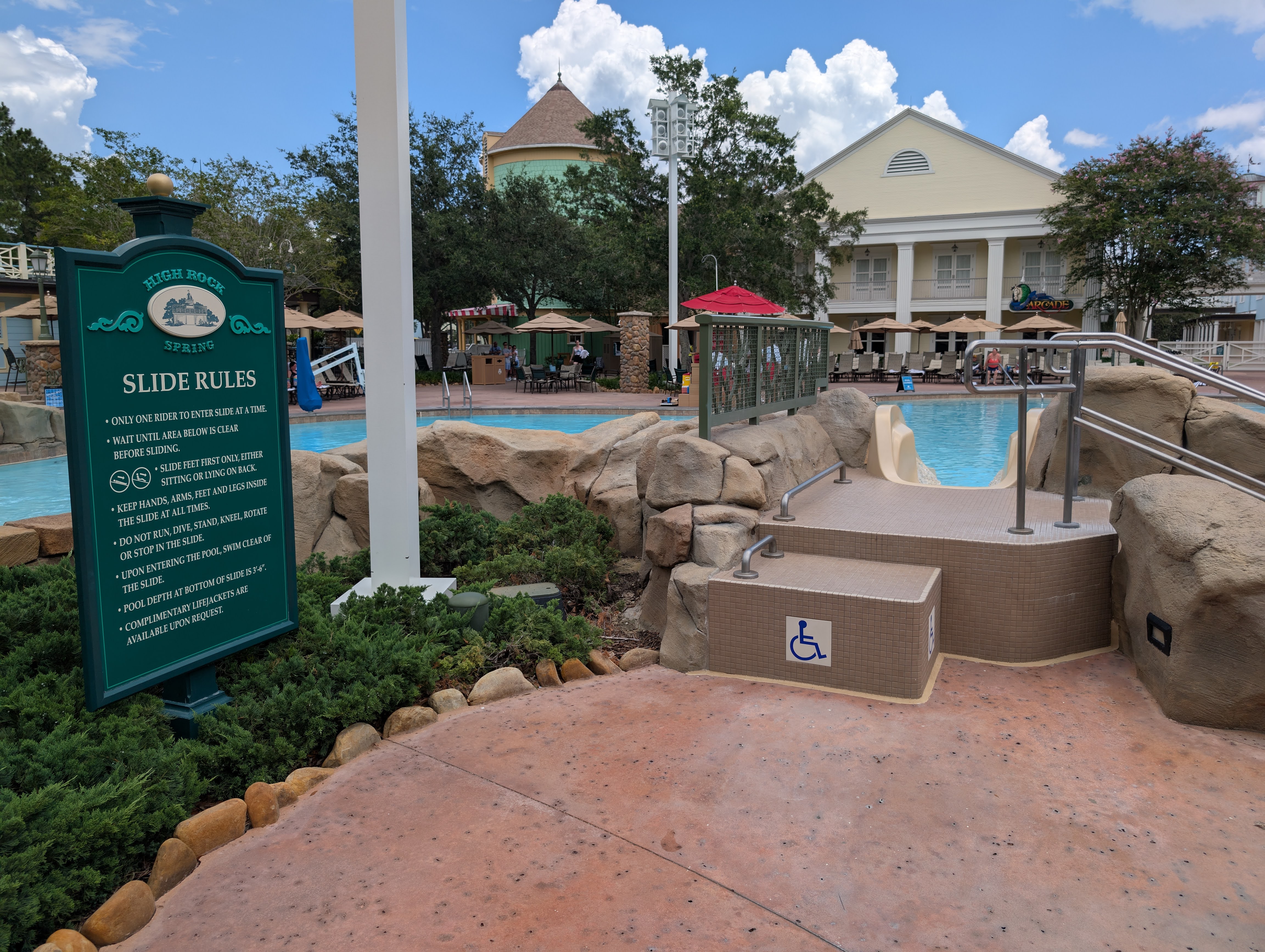 Disney’s Saratoga Springs Resort & Spa amenities pool High Rock Spring Pool slide Disney's Saratoga Springs Resort & Spa amenities pool High Rock Spring Pool slide