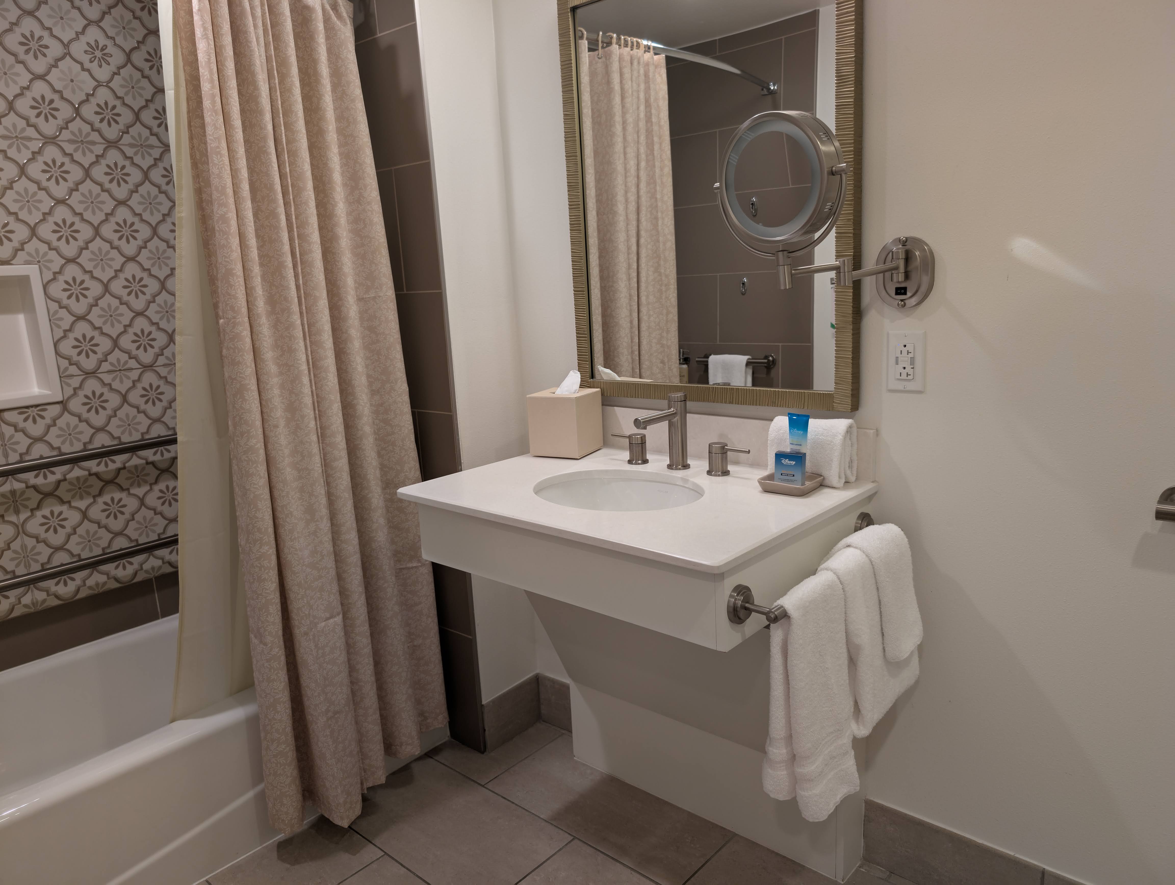 Disney’s Saratoga Springs Resort & Spa room accessible bathroom sink Disney's Saratoga Springs Resort & Spa room accessible bathroom sink