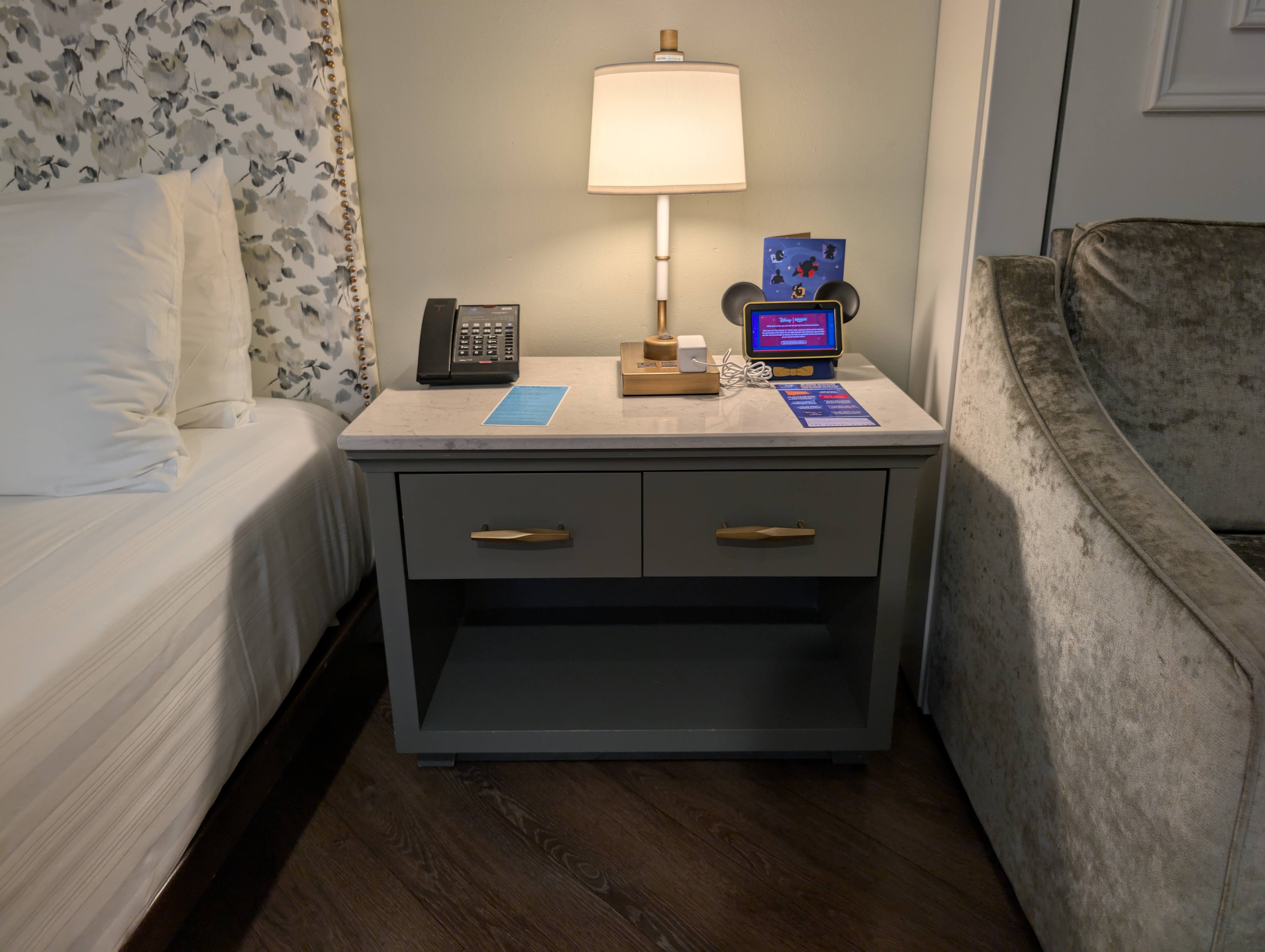 Disney’s Saratoga Springs Resort & Spa room nightstand Disney's Saratoga Springs Resort & Spa room nightstand