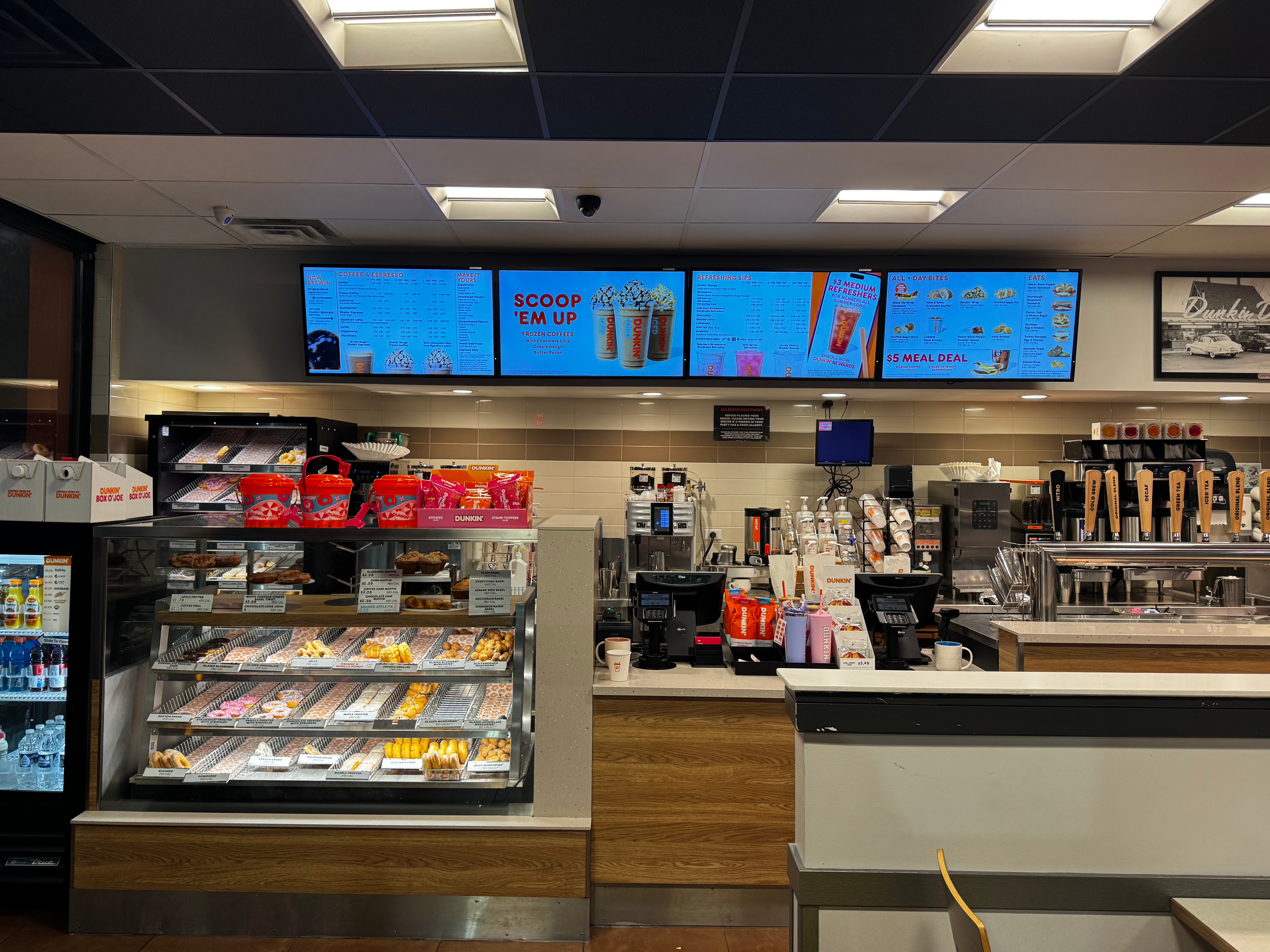 Dunkin Donuts interior night Oak Park Illinois angle