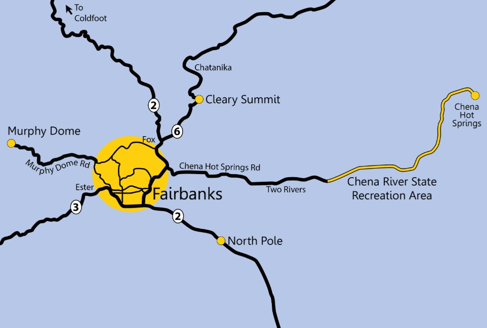 Fairbanks Northern Lights Location Map Fairbanks Northern Lights Location Map