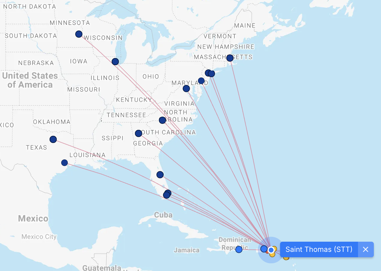 Flights to St Thomas from the US