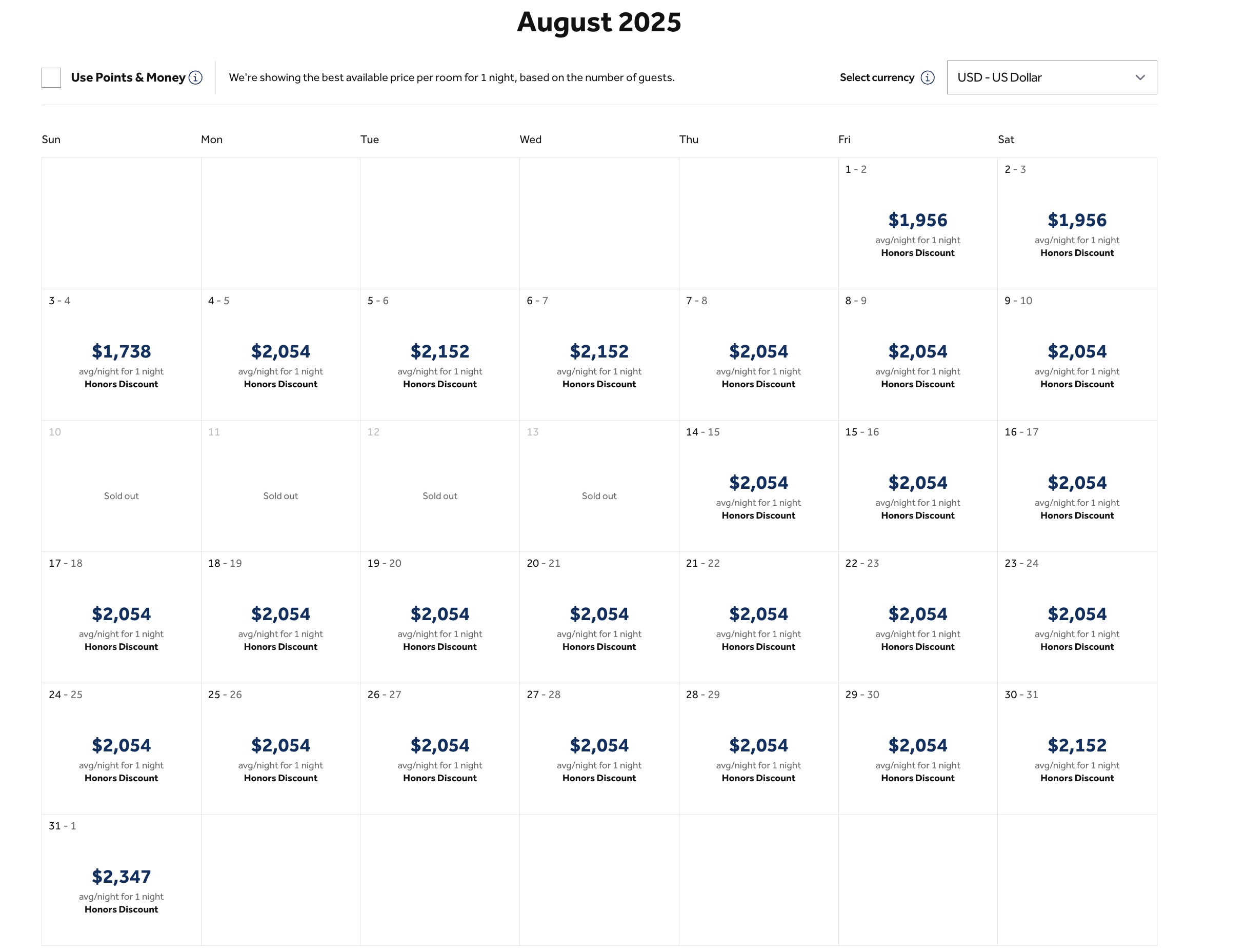 Waldorf Astoria cash rates November 2025 Waldorf Astoria New York cash rates