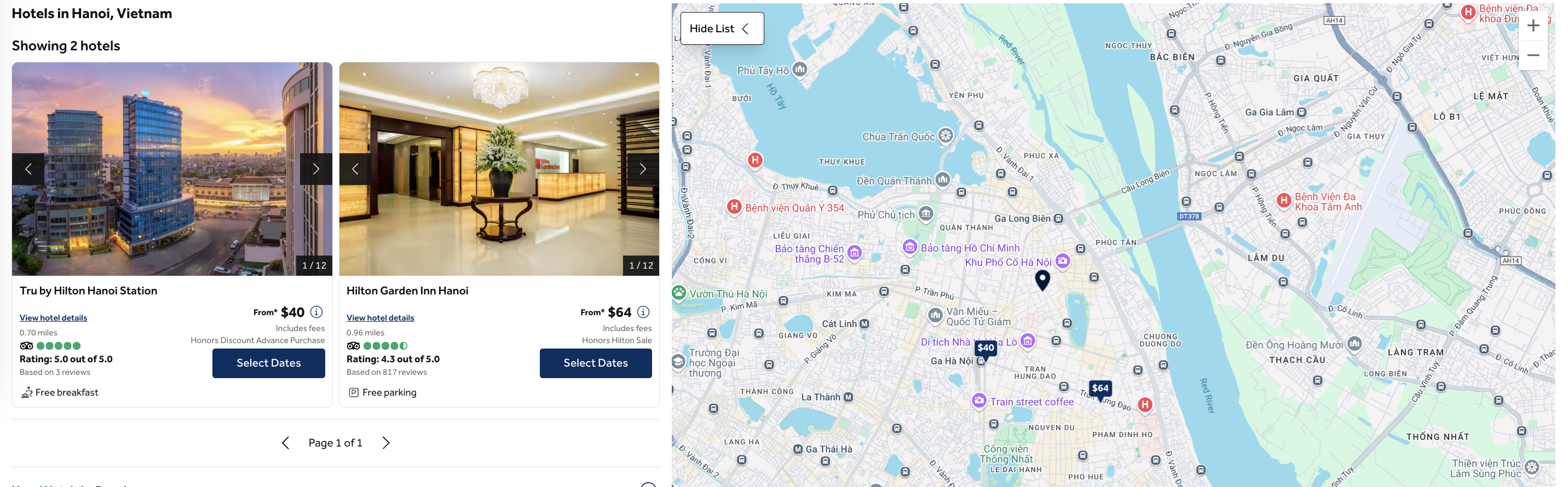 Hilton options in Hanoi Vietnam