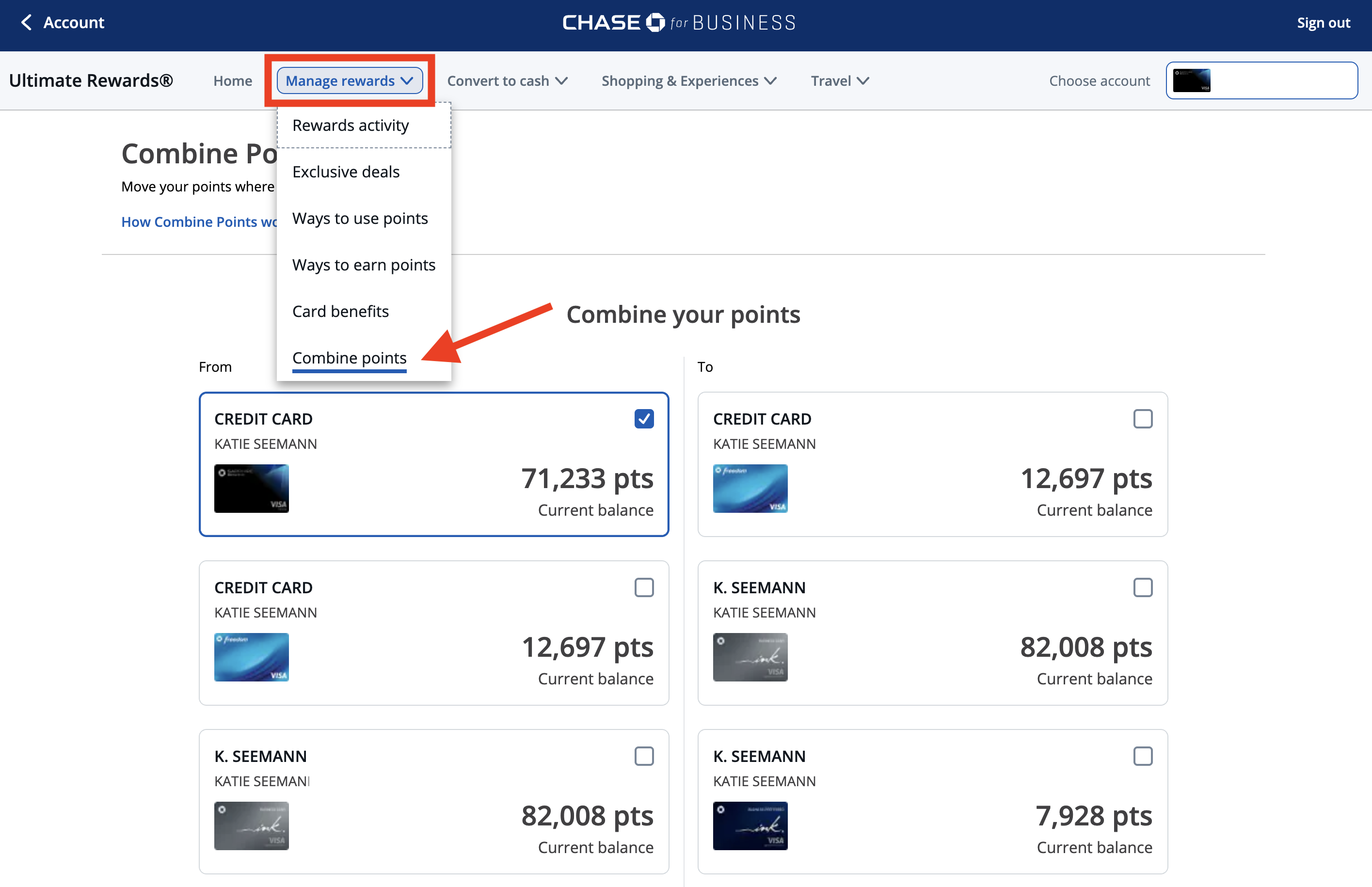 Combine Ultimate Rewards points How to combine Chase points