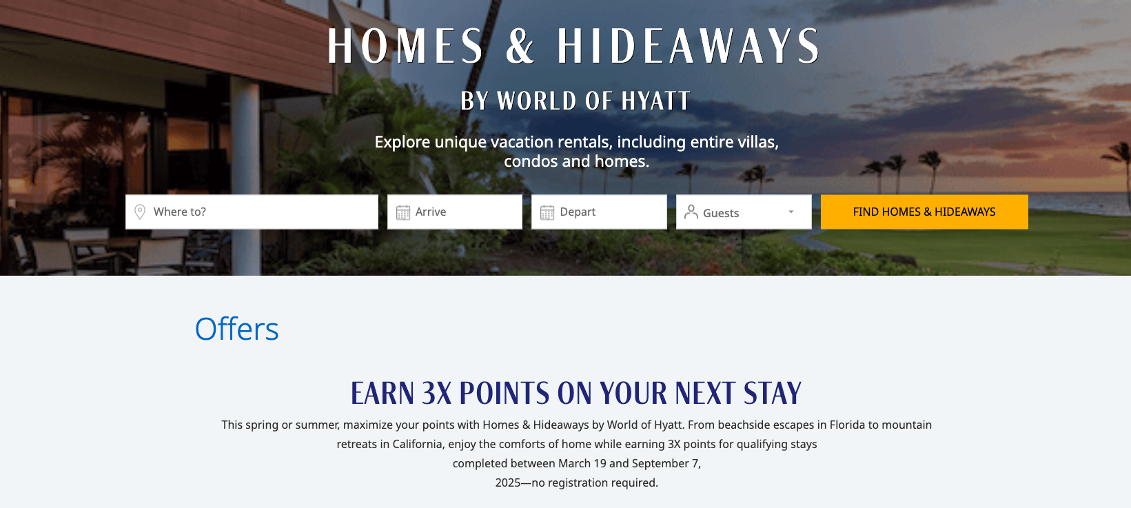 Hyatt Homes Hideaways 3x promo September 2025
