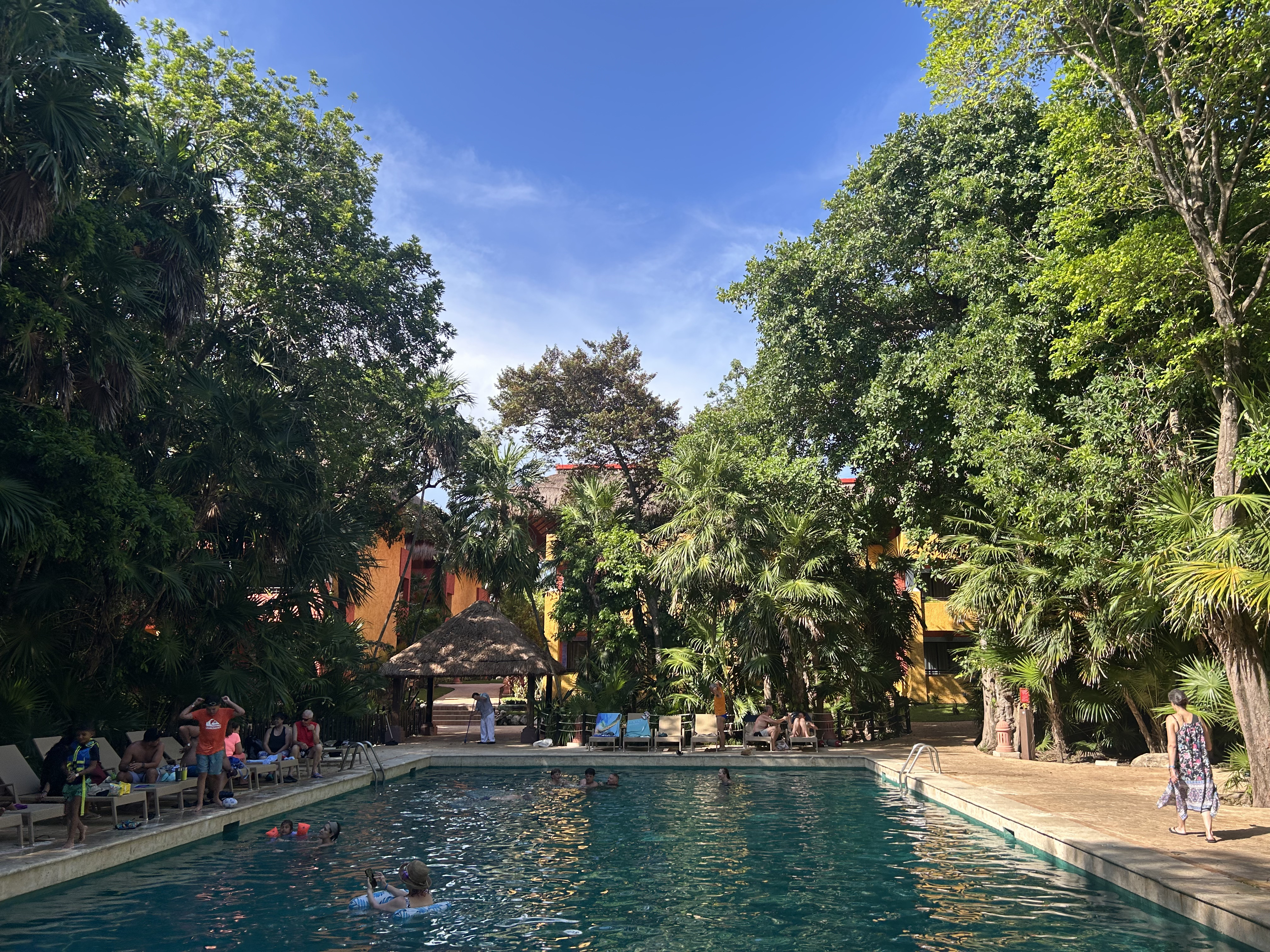 Shaded swimming pool