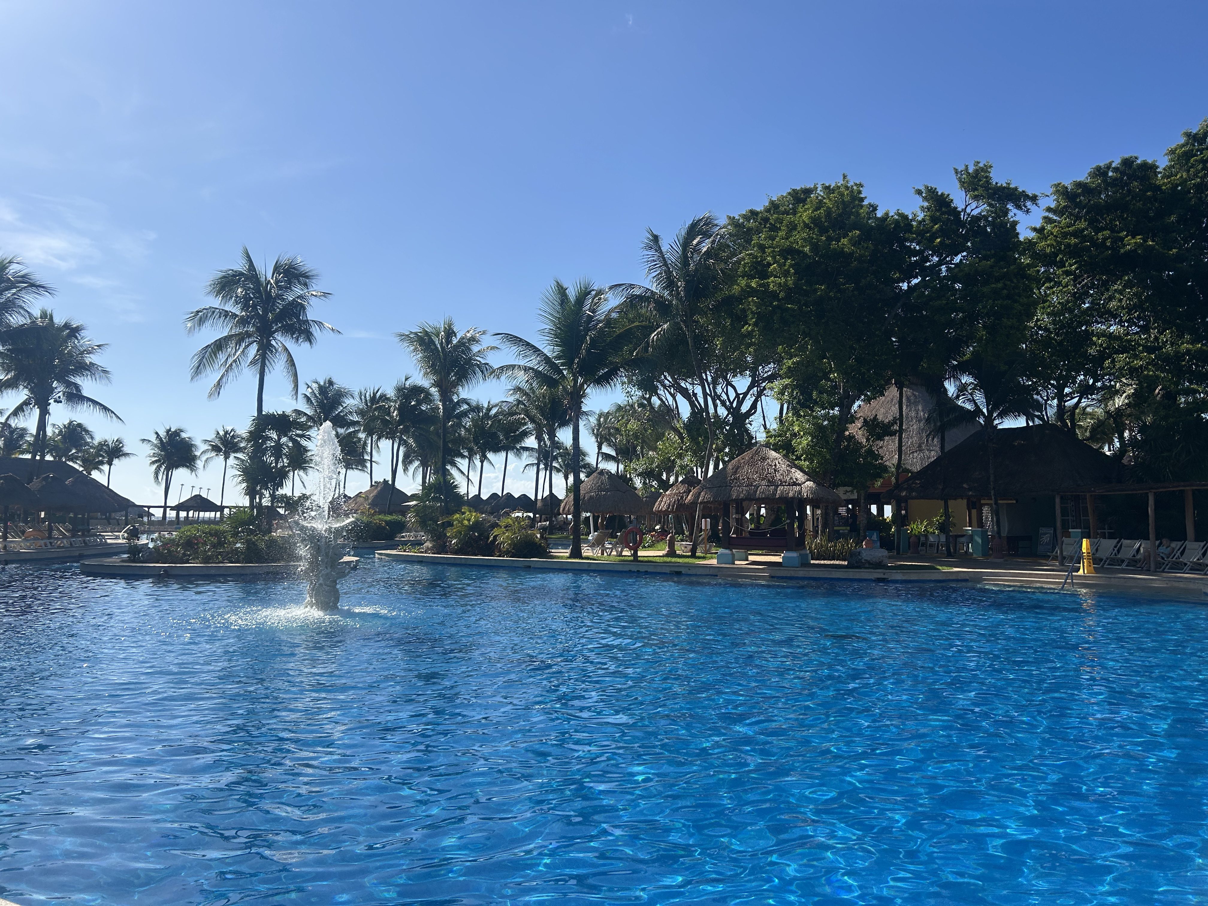 Iberostar Waves Quetzal Main Pool swimming pool with palm tress